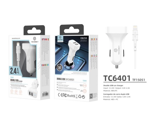 Car Charger For Ip 2Usb Basic 2.4A White