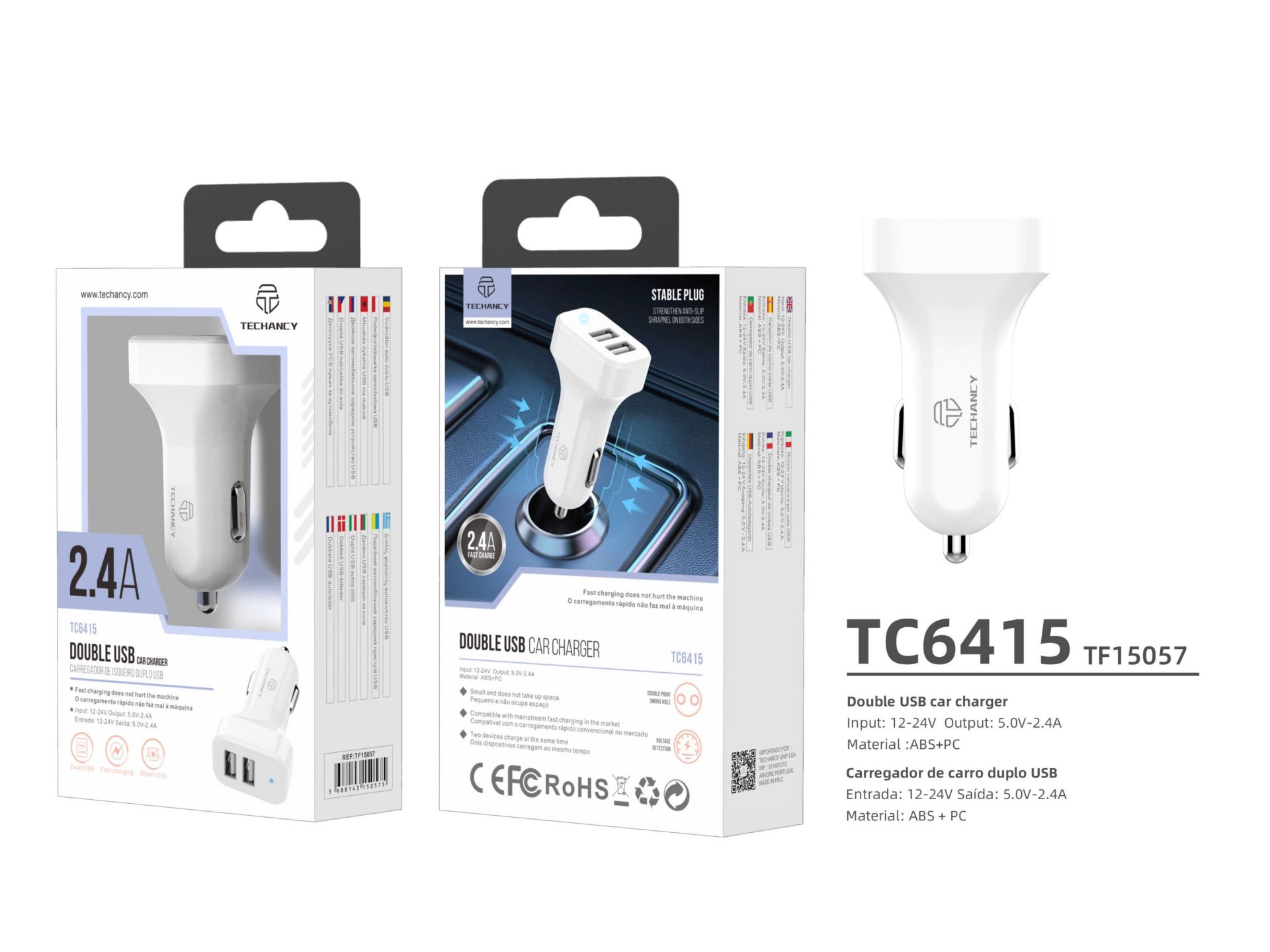Cargador de coche 2USB Basic 2.4A blanco Cargador de coche 2USB Basic 2.4A blanco