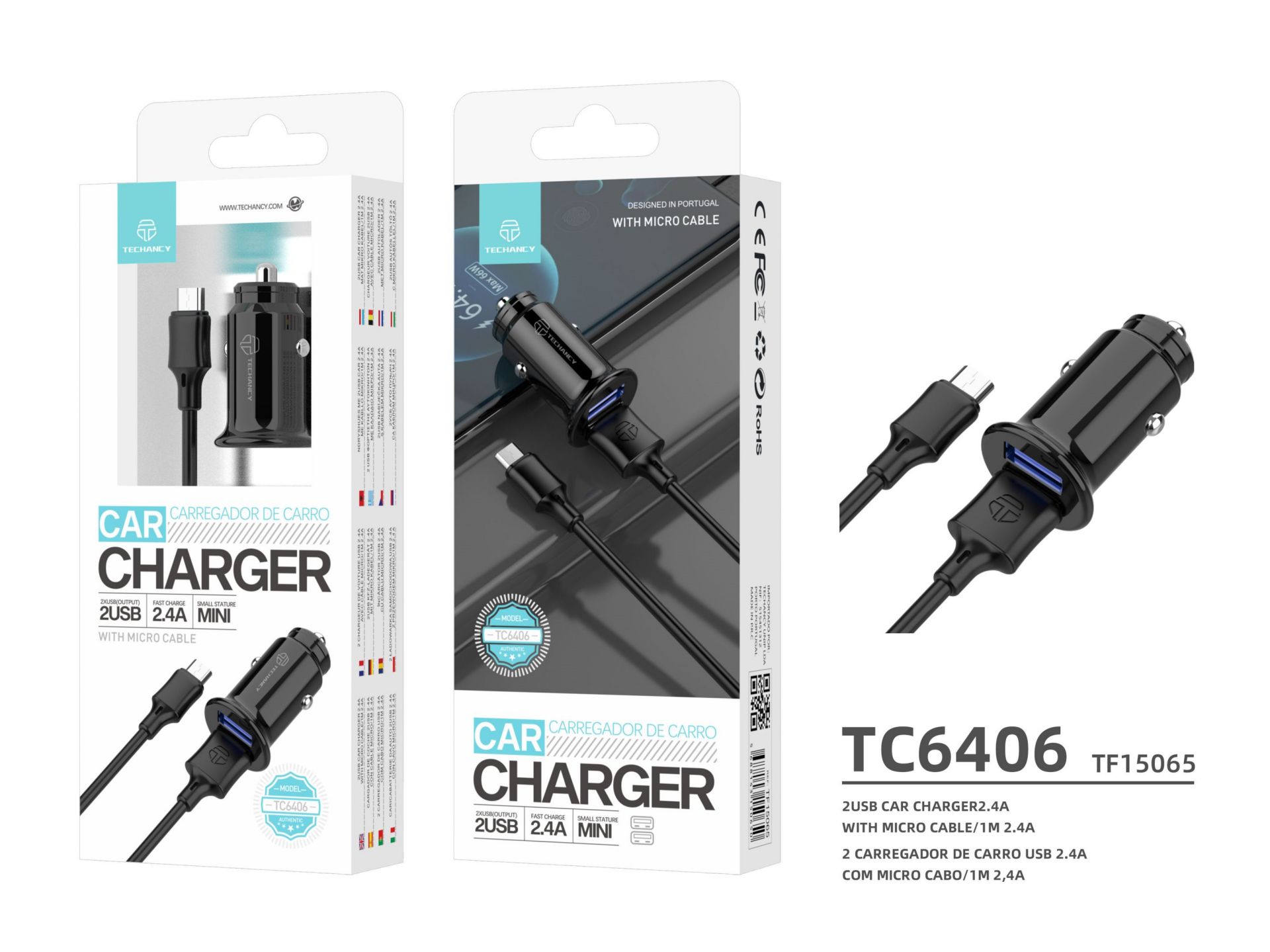 Car Charger Micro-usb 2Usb 2.4A Black Car Charger Micro-usb 2Usb 2.4A Black