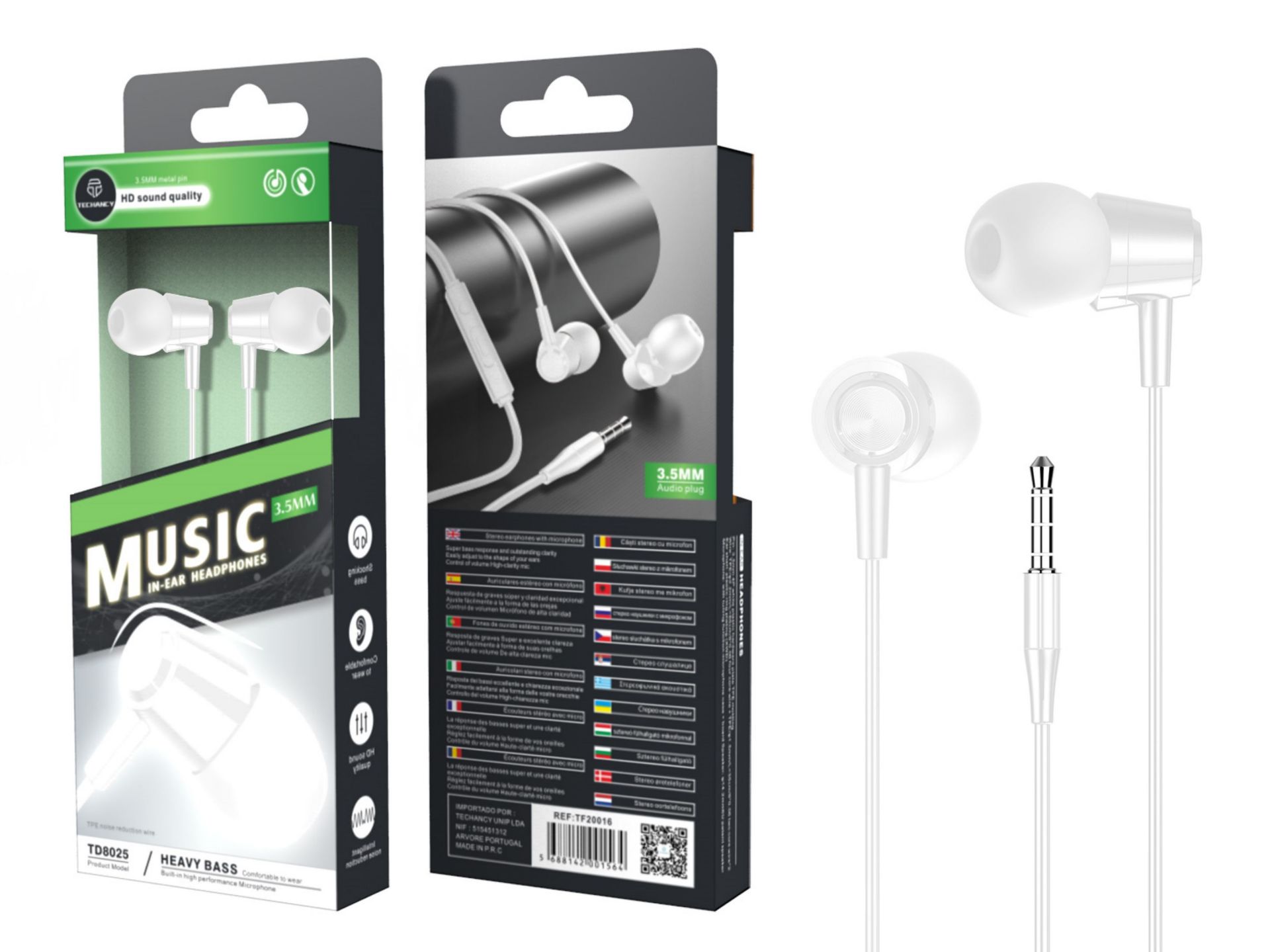 Casque câblé Microphone blanc Casque câblé Microphone blanc