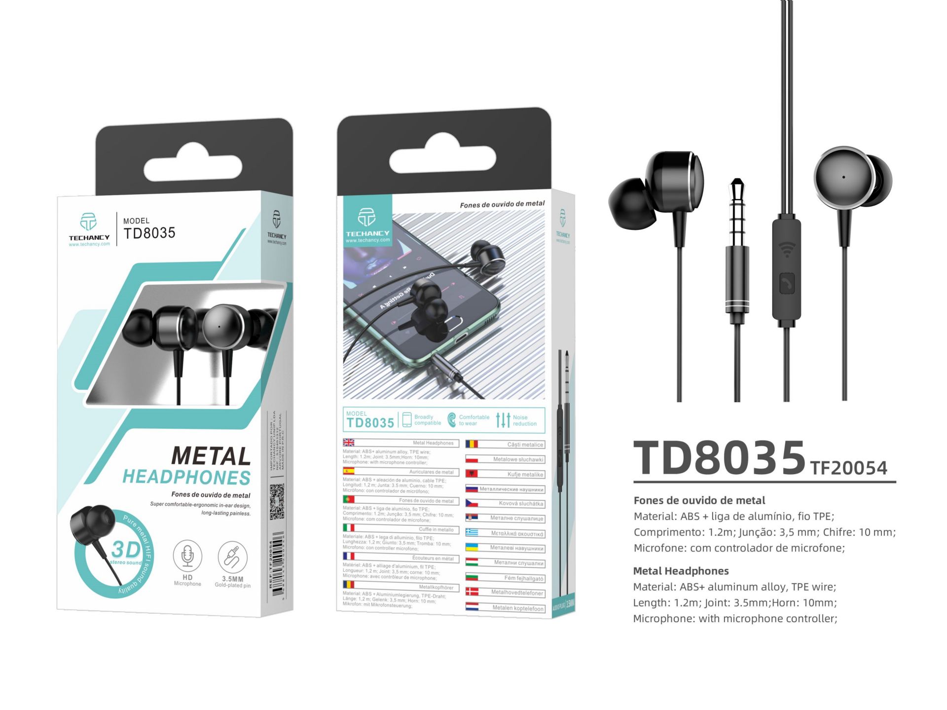 Auriculares negros de 3.5 mm Auriculares negros de 3.5 mm