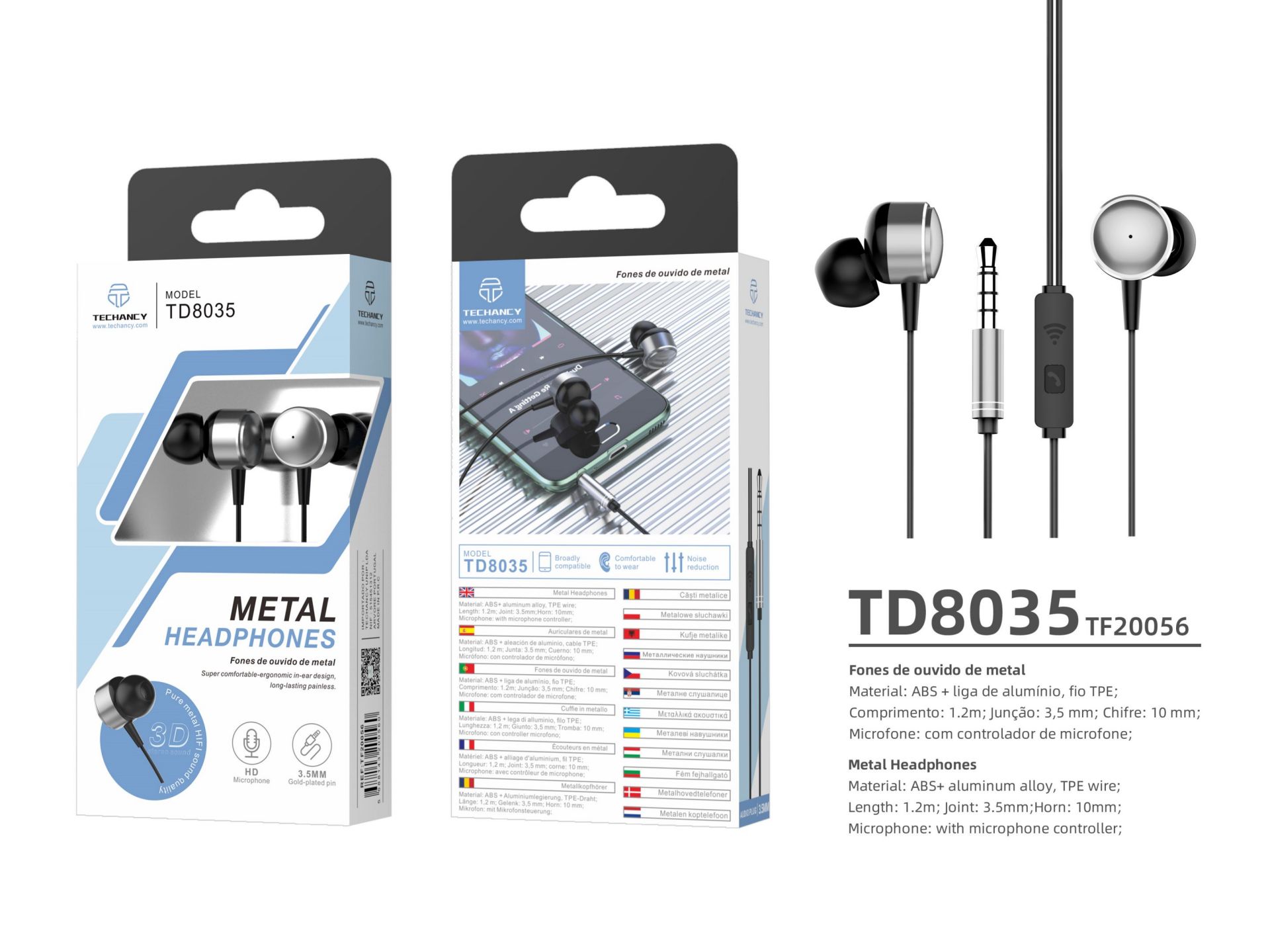 Auricolari da 3,5mm in argento Auricolari da 3,5mm in argento