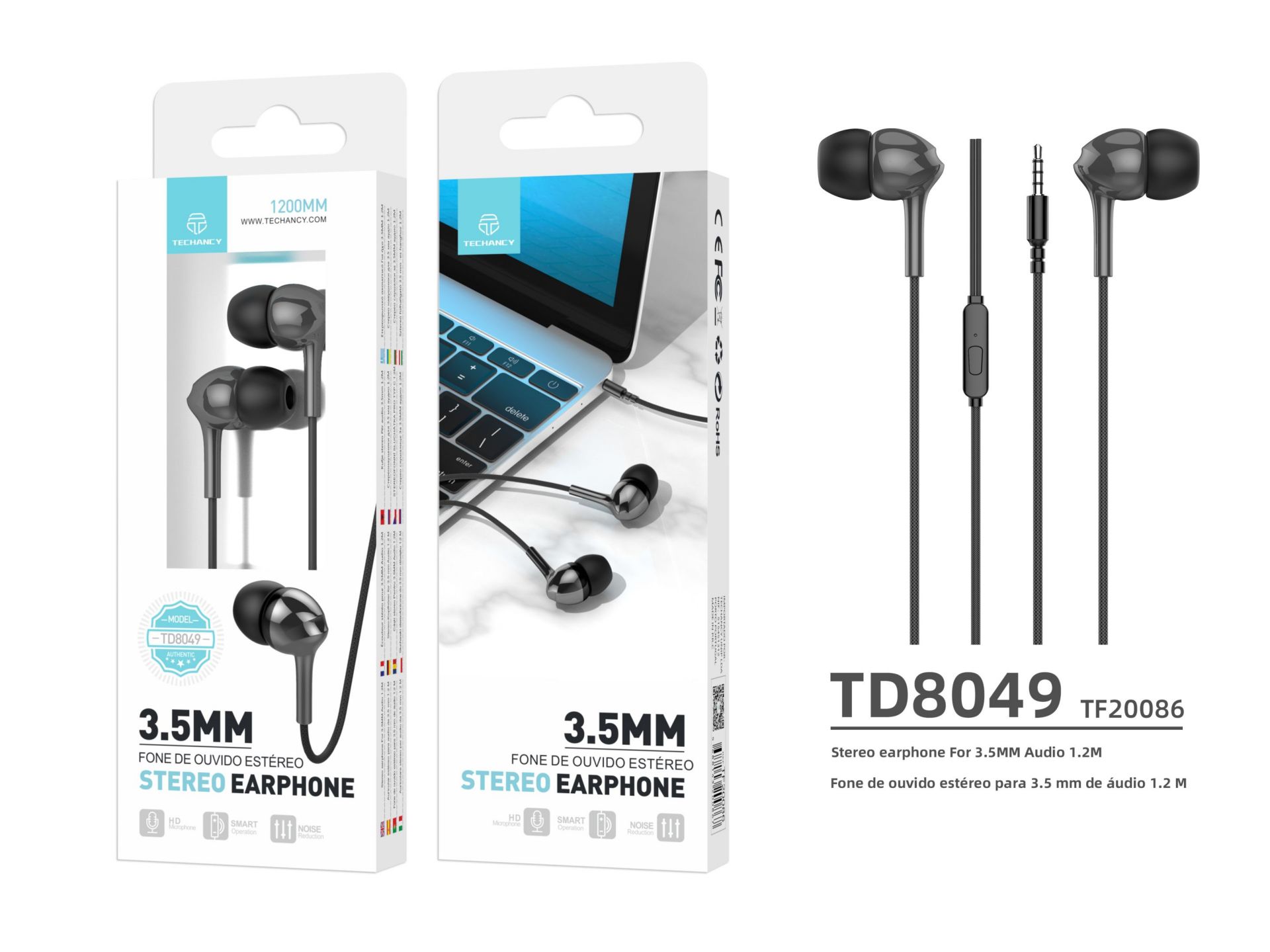 Auriculares grises de línea de micrófono Auriculares grises de línea de micrófono