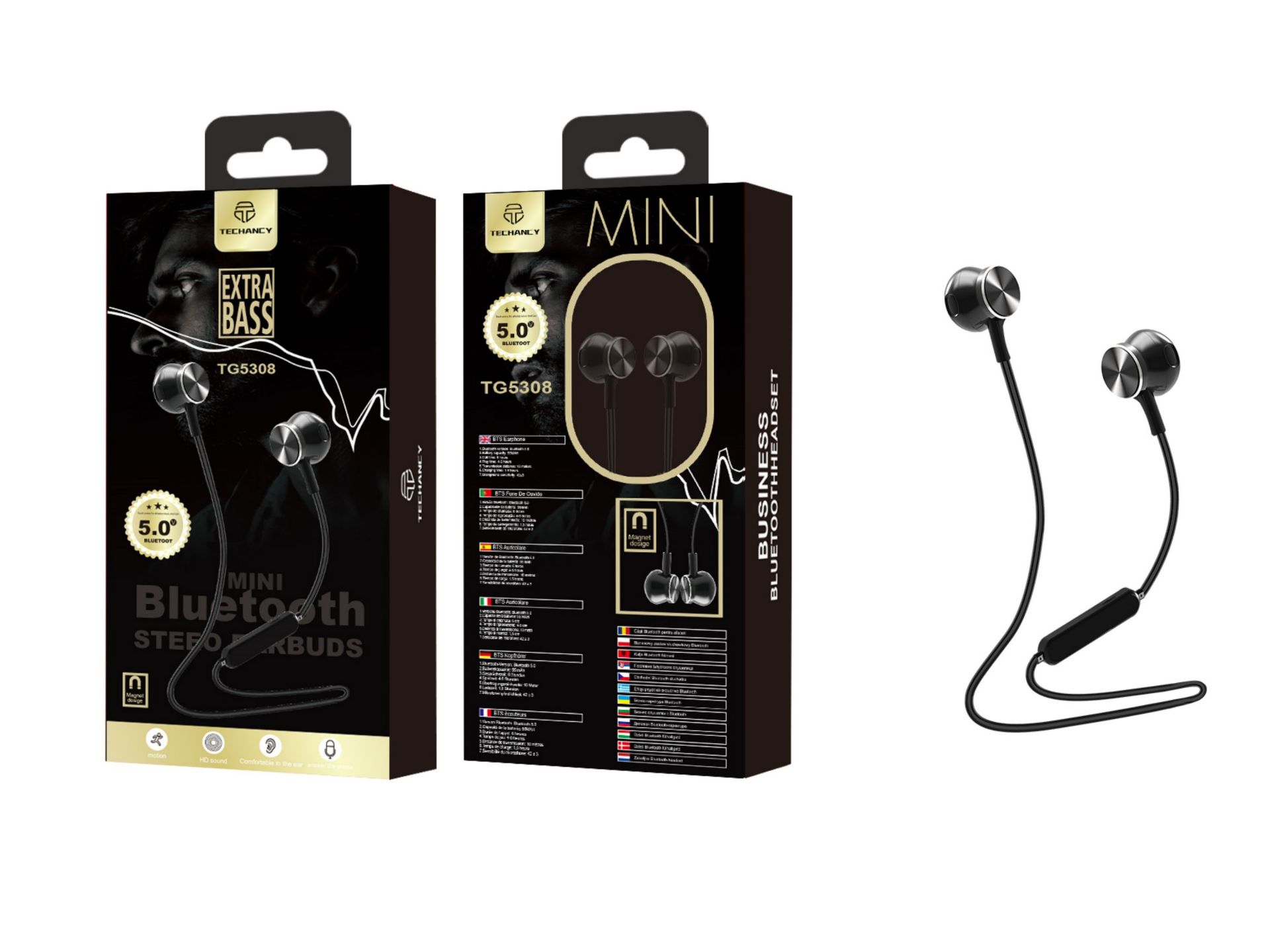 Auriculares Bluetooth deportivos negros