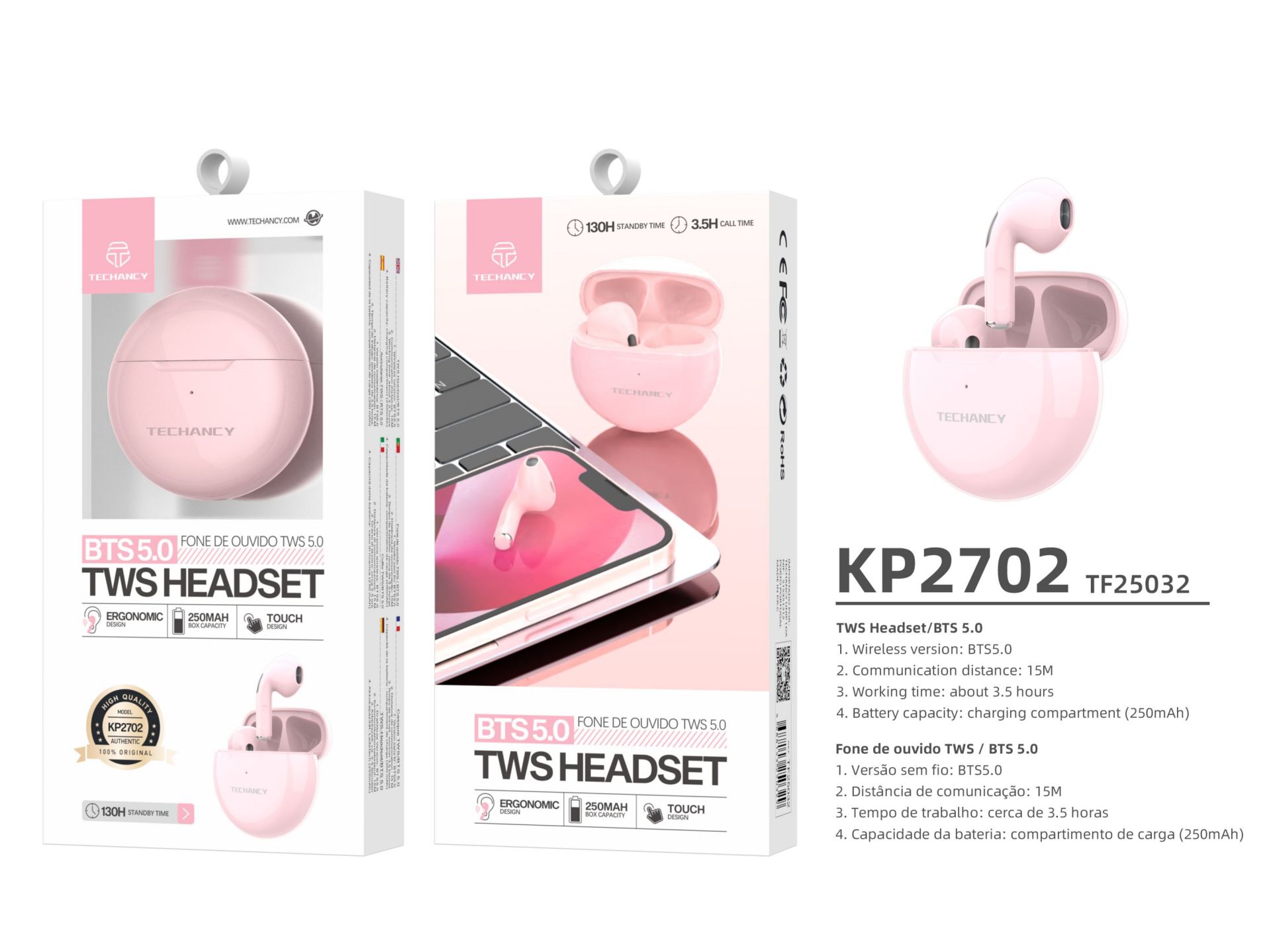 Auriculares Tws Rosa Auriculares Tws Rosa