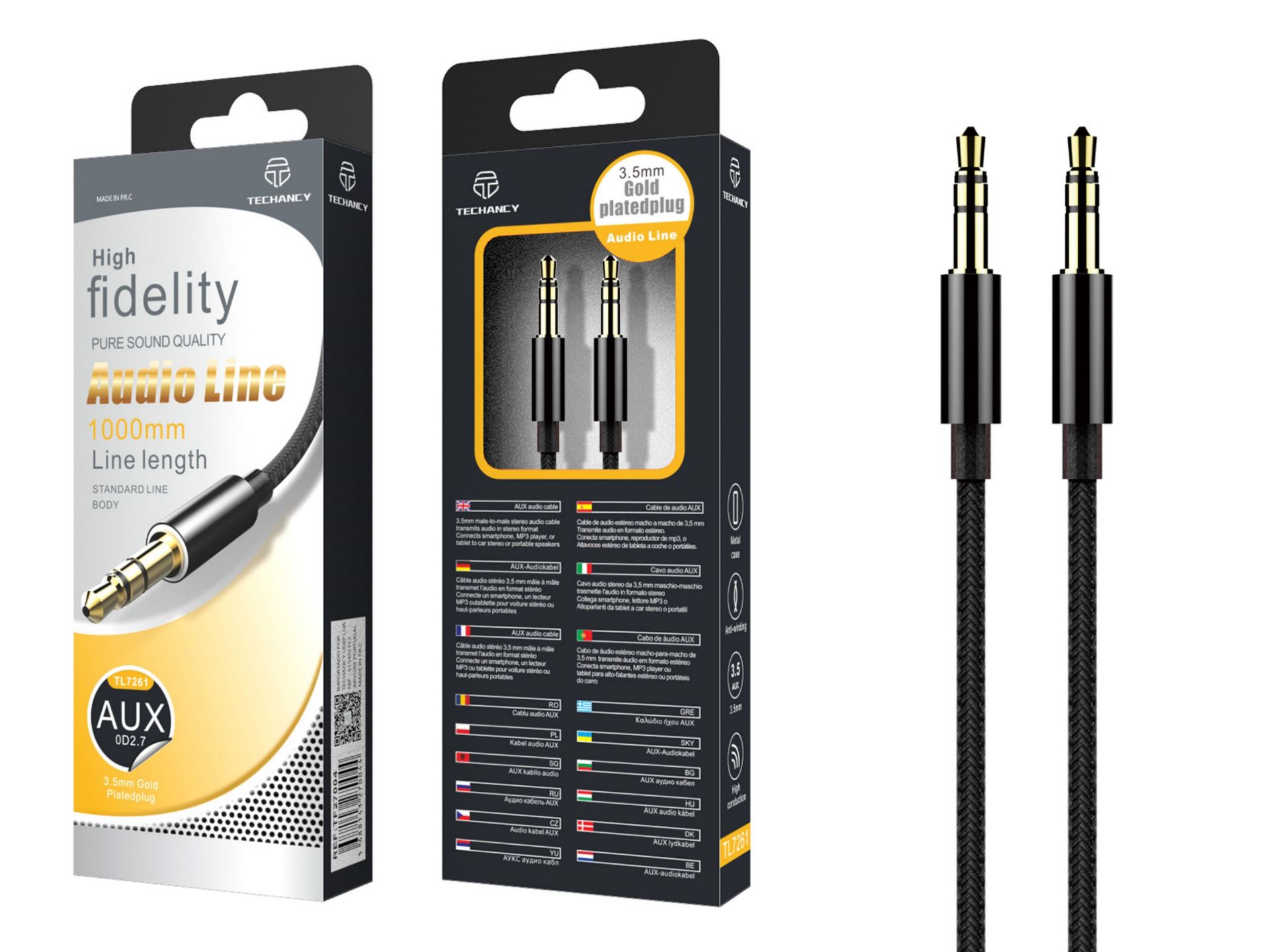 Audio Cable Od2.7 1M 3.5Mm Black Audio Cable Od2.7 1M 3.5Mm Black