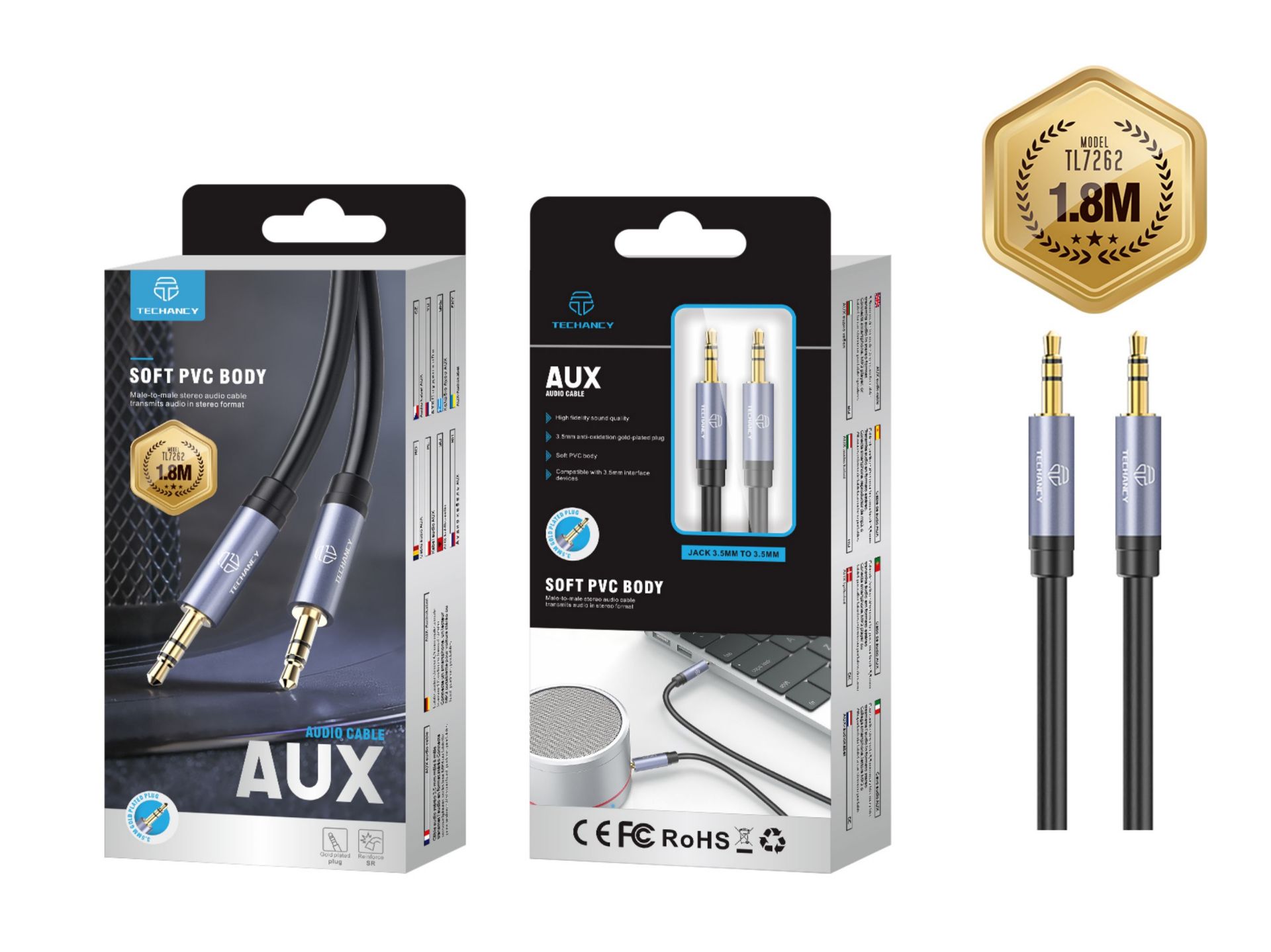 Línea de audio Pvc 1.8 m 3.5 mm azul Línea de audio Pvc 1.8 m 3.5 mm azul