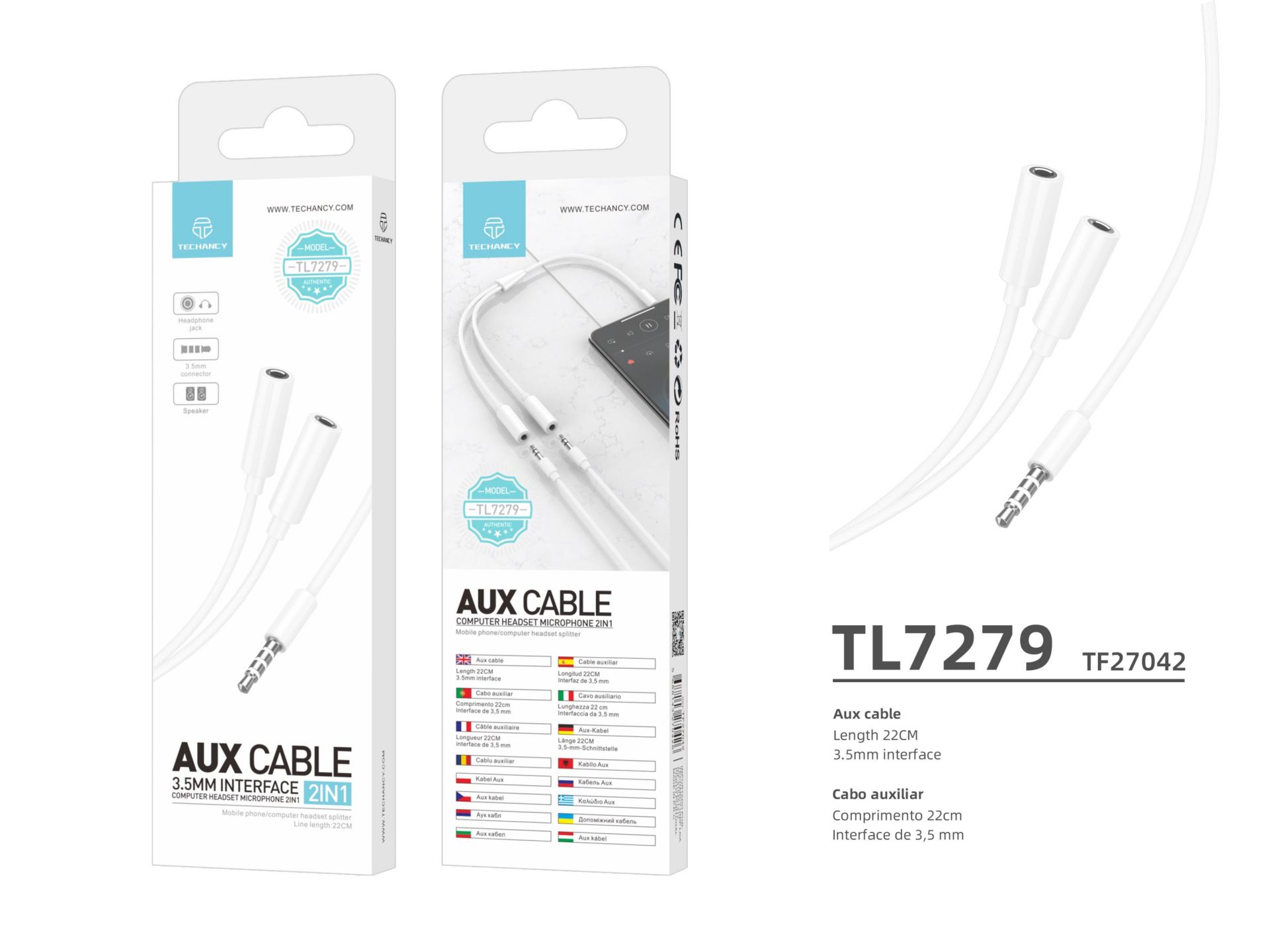 Cable Audio 3.5Mm White Cable Audio 3.5Mm White