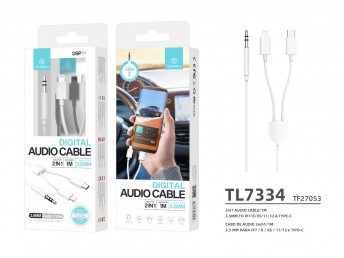 Lightning And Type-C To 3.5Mm Audio Cable 1M White