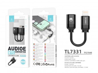 Audio Lightning Cable For 3.5Mm Black Bluetooth