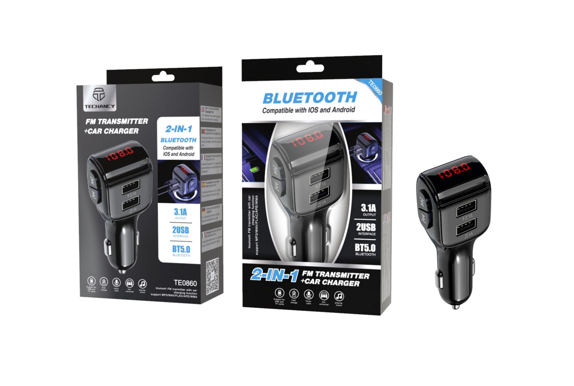 Transmissor Mp3 Para Carro Com 2 Entrada Usb Maximo 3.1A Transmissor Mp3 Para Carro Com 2 Entrada Usb Maximo 3.1A