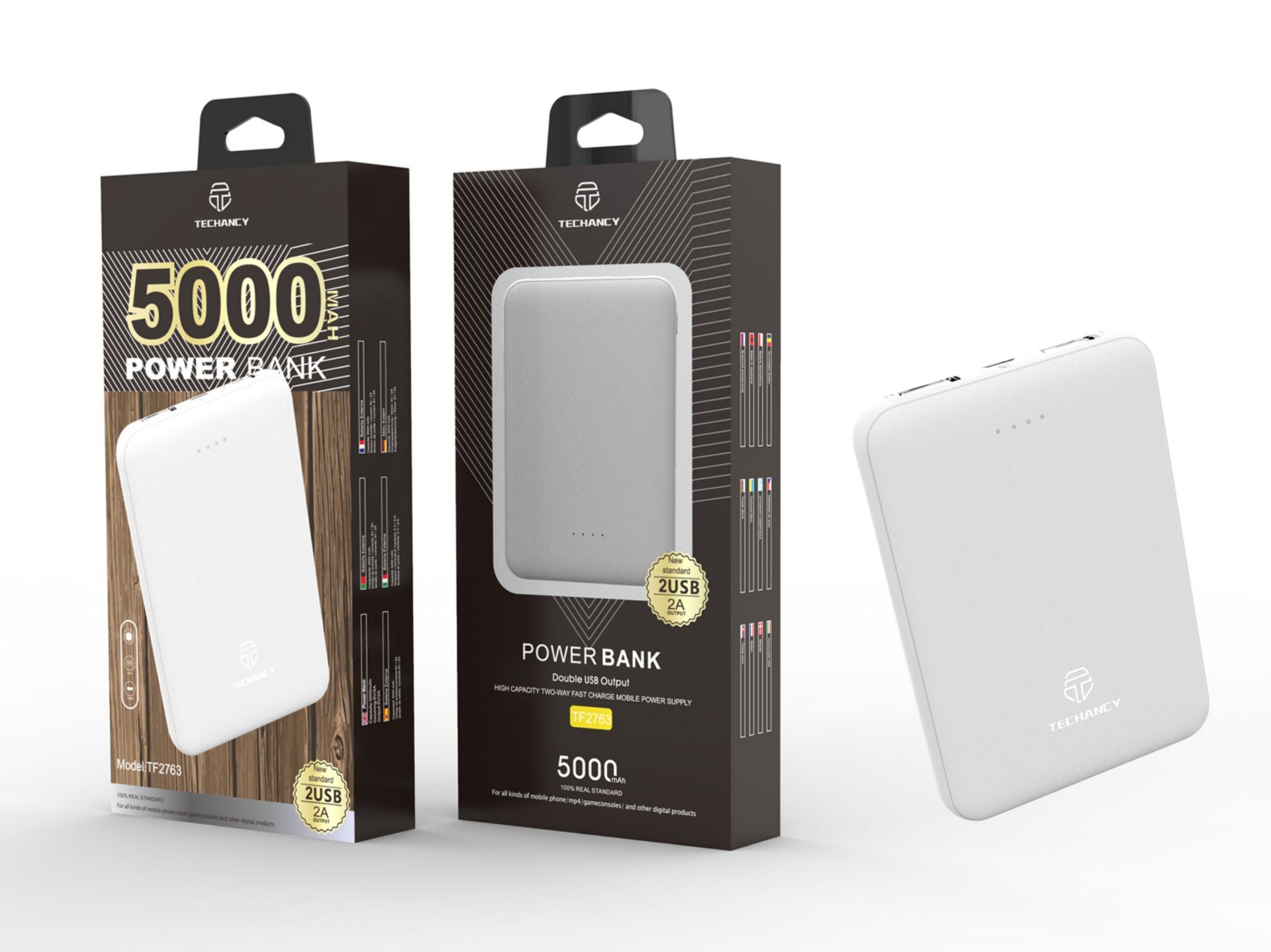 Powerbank 5000Mah 2A 2Usb Branco Powerbank 5000Mah 2A 2Usb Branco