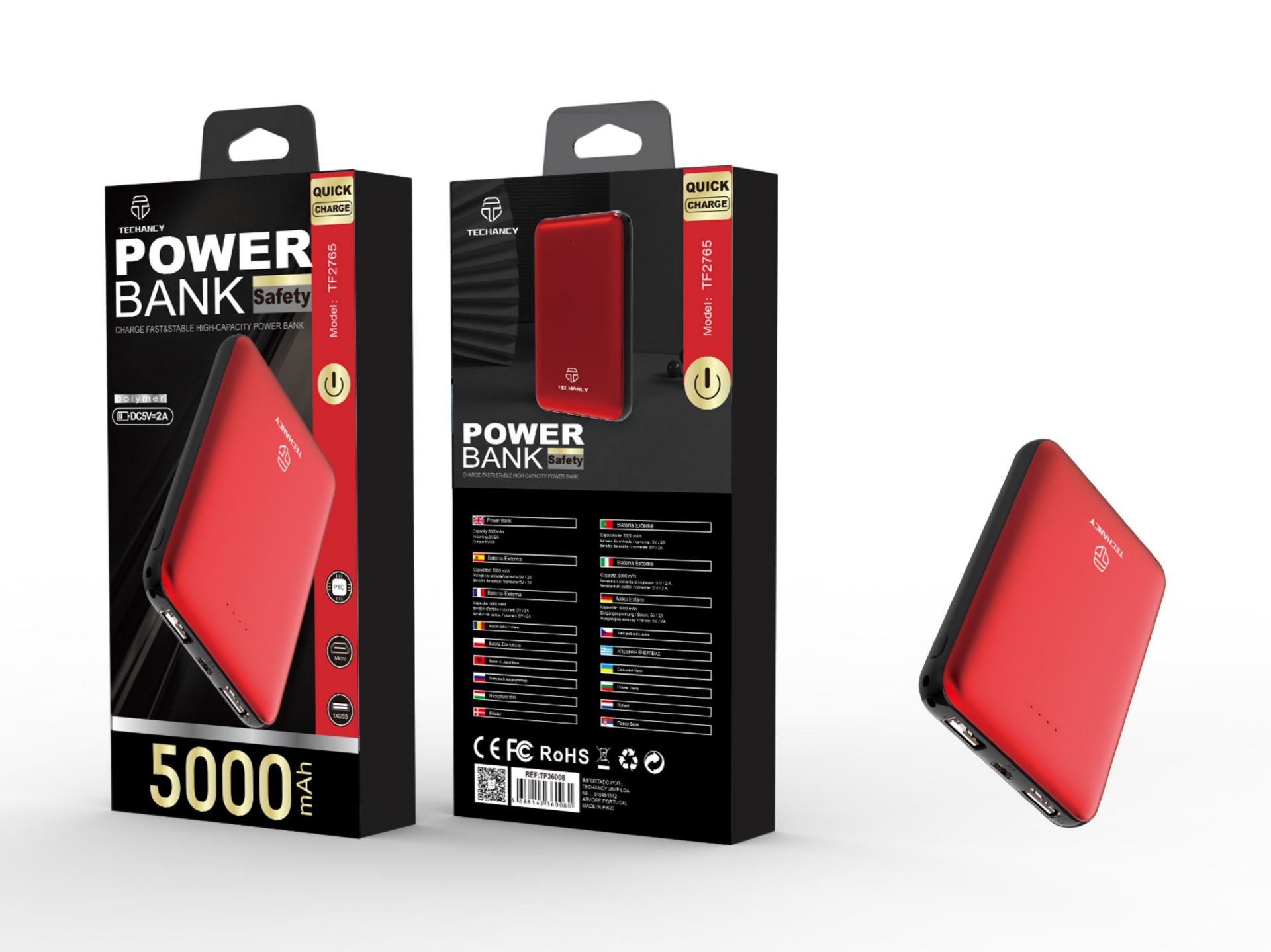 Powerbank 5000Mah 2A 2Usb Rouge Powerbank 5000Mah 2A 2Usb Rouge