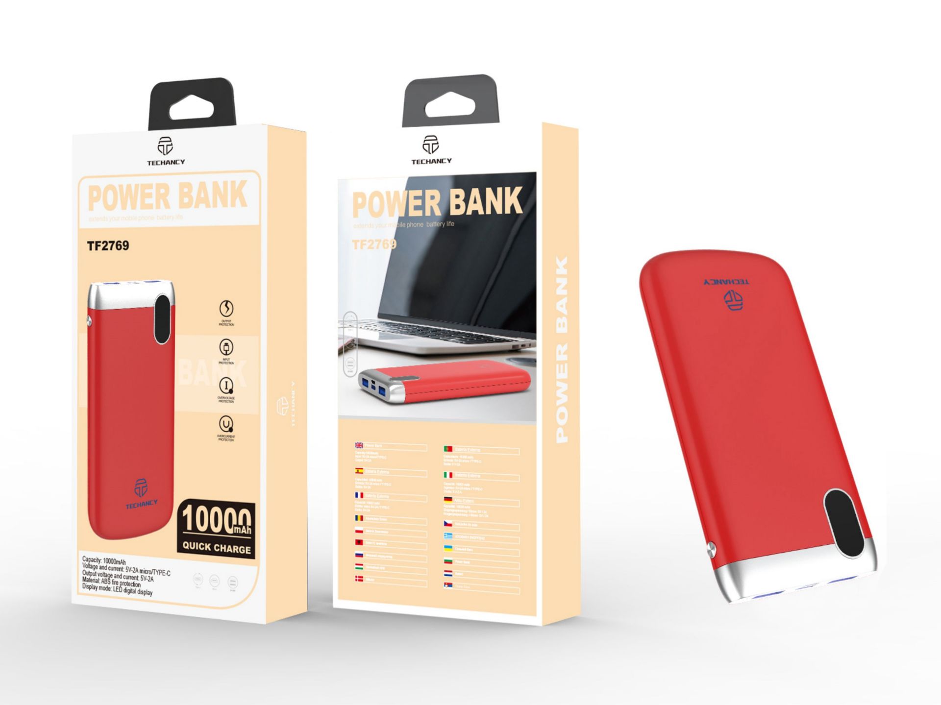 Powerbank 10000Mah 2A 2Usb Vermelha Powerbank 10000Mah 2A 2Usb Vermelha