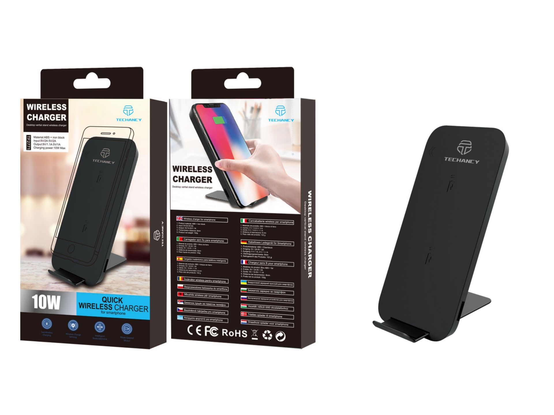 Fast Charge Wireless Charger With 10W Holder Black/Silver Fast Charge Wireless Charger With 10W Holder Black/Silver