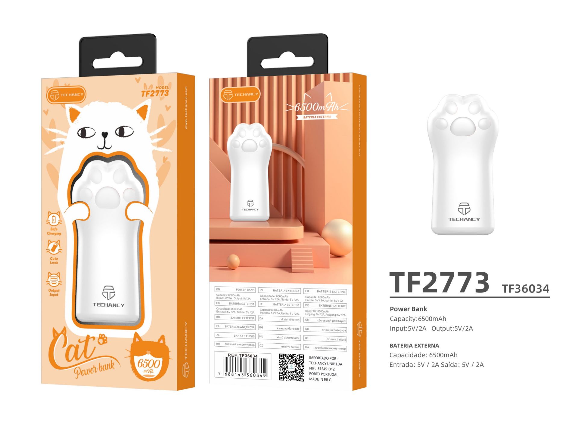 Power Bank Palma Do Gato 6500Mah 1Usb 2A Rosa Power Bank Palma Do Gato 6500Mah 1Usb 2A Rosa
