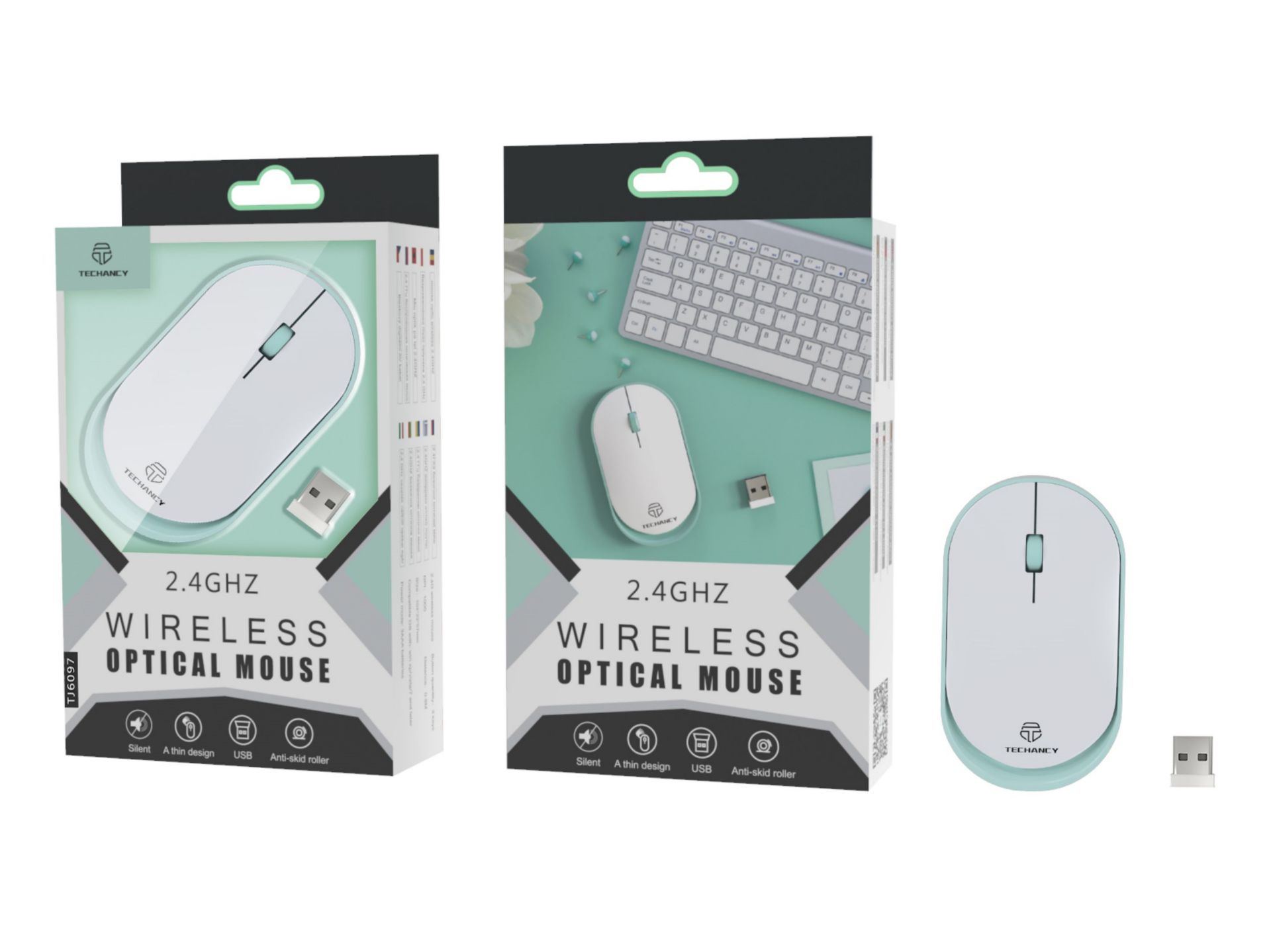 Tj6097 Souris sans fil 2,4 Ghz blanc Tj6097 Souris sans fil 2,4 Ghz blanc