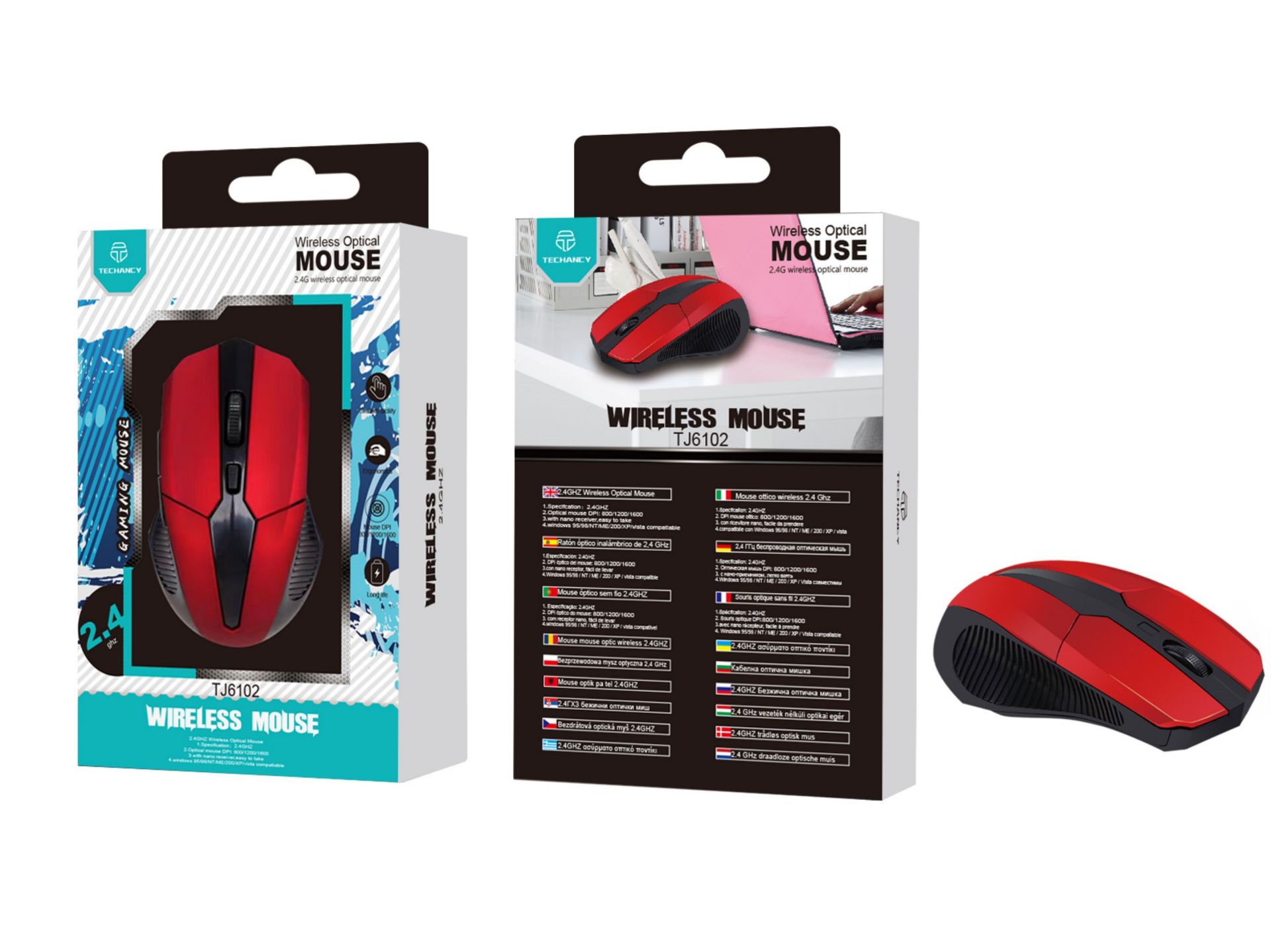 2.4Ghz Wireless Mouse Black/Red Tj6102 2.4Ghz Wireless Mouse Black/Red Tj6102