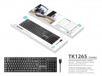 Lenguaje de teclado con cable Tk1265-negro portugus