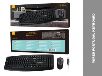 Tastatur + Maus Tk1268 Verdrahtete Sprache-Portugiesisch Schwarz