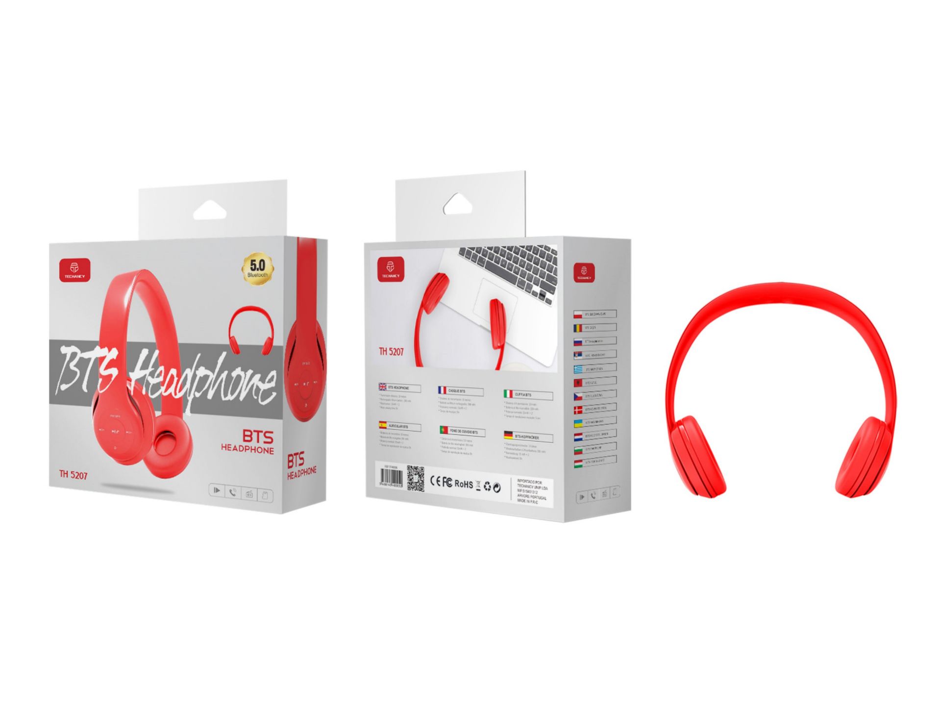 Auricolare Bluetooth Con Microfono (Bt-Sd-Fm-Risposte Chiamate) Rosso Auricolare Bluetooth Con Microfono (Bt-Sd-Fm-Risposte Chiamate) Rosso