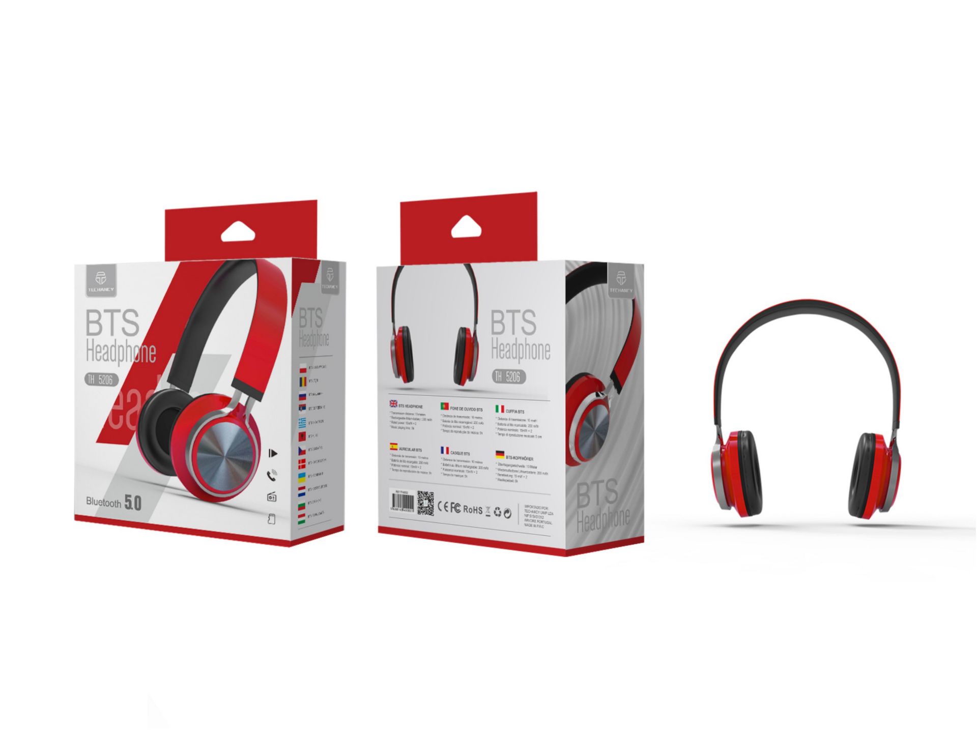 Auricolare Bluetooth Con Microfono (Bt-Sd-Fm-Risposte Chiamate) Rosso Auricolare Bluetooth Con Microfono (Bt-Sd-Fm-Risposte Chiamate) Rosso