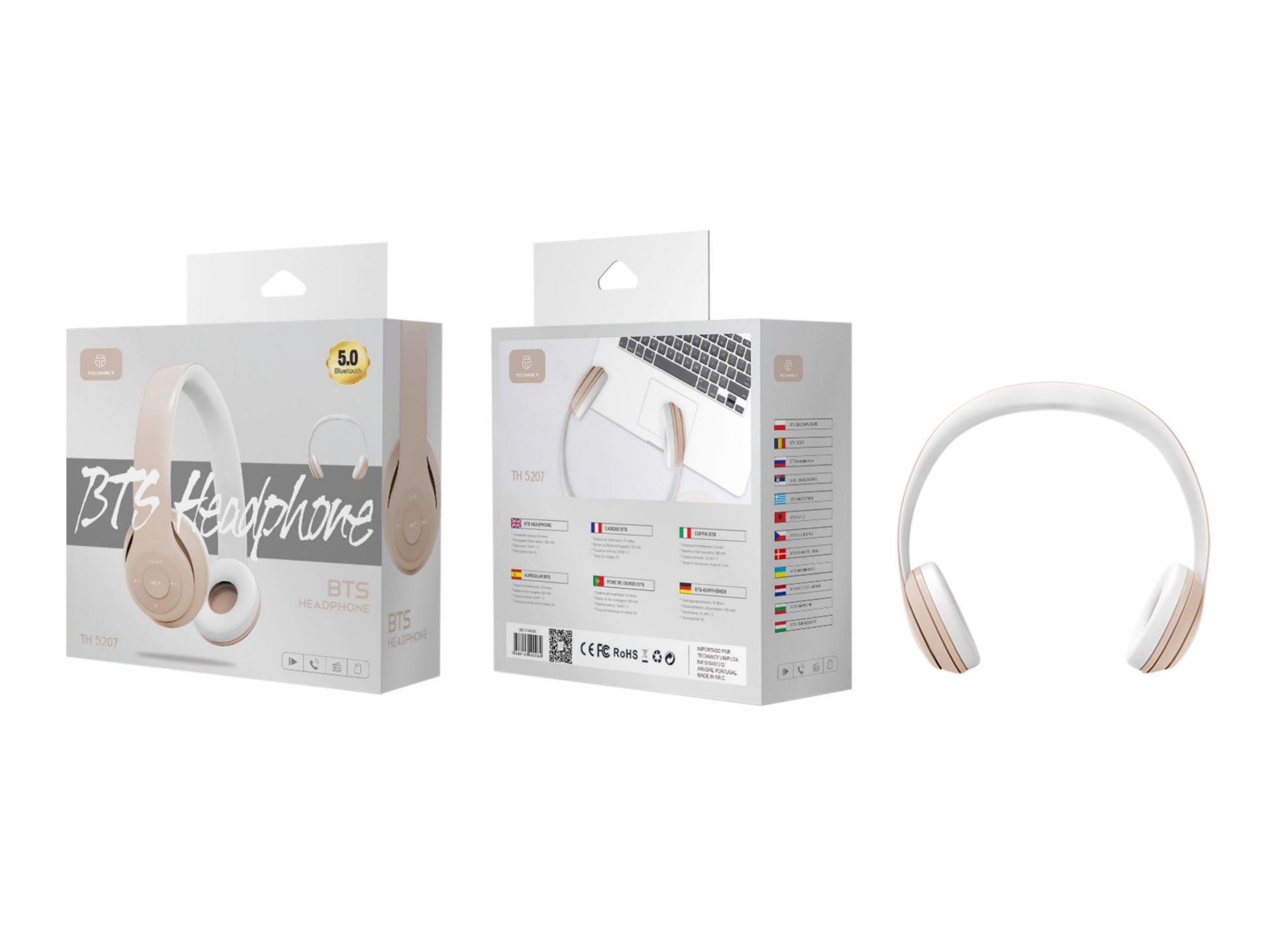 Auscultadores Bluetooth Com Microfone?Bt-Sd-Fm-Atende Chamadas?Dourado Auscultadores Bluetooth Com Microfone?Bt-Sd-Fm-Atende Chamadas?Dourado
