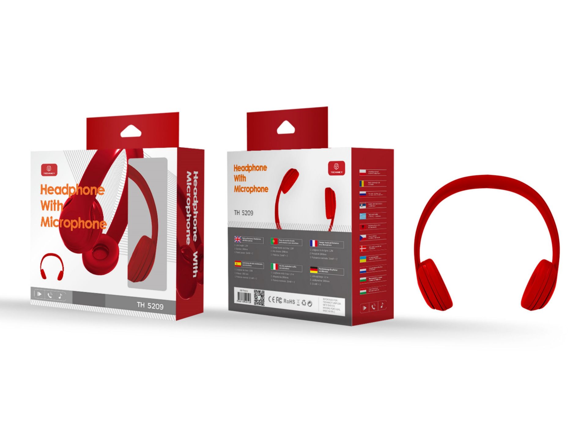 Micr�fono de auriculares con cable 1,2 metros de rojo