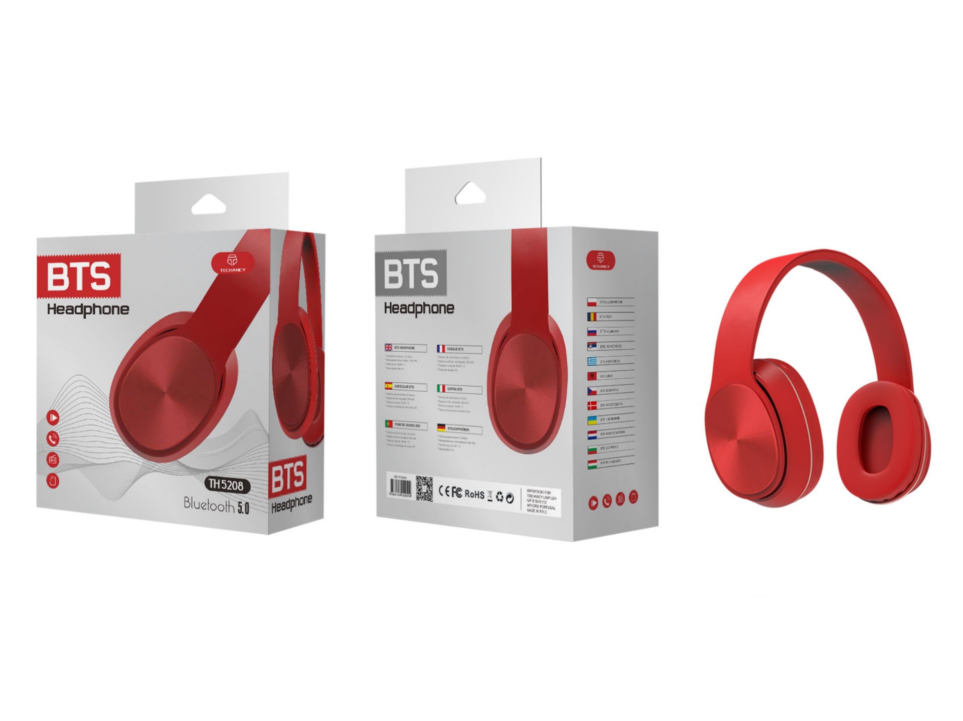 Auricolare Bluetooth Con Microfono (Bt-Sd-Fm-Risposte Chiamate) Rosso Auricolare Bluetooth Con Microfono (Bt-Sd-Fm-Risposte Chiamate) Rosso
