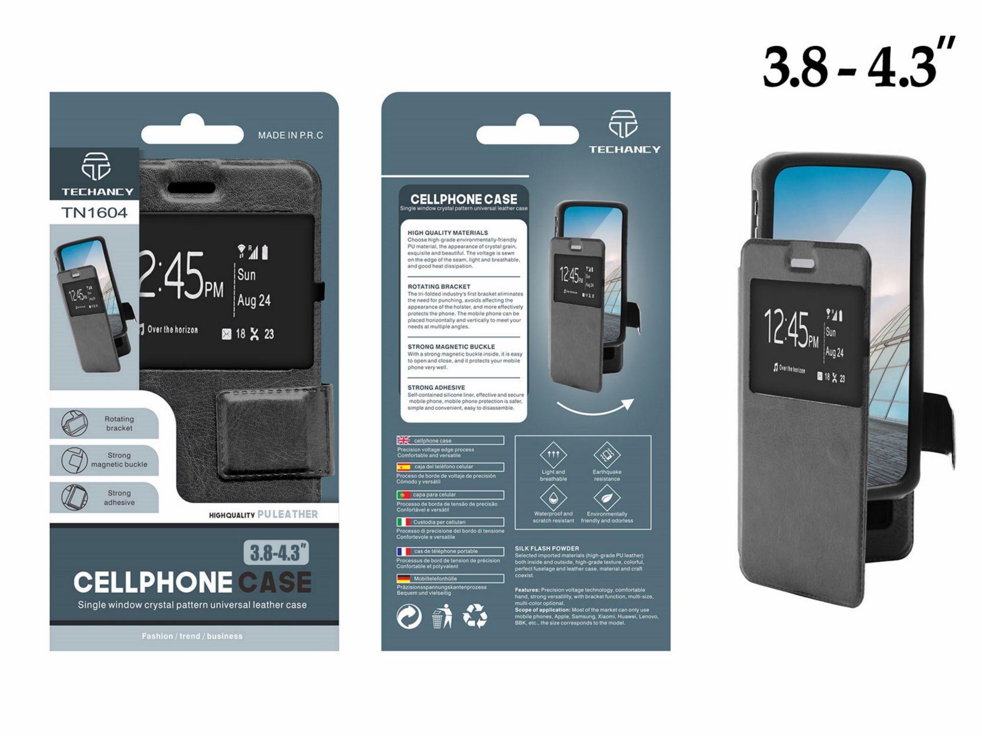 Étui universel de téléphone portable 3.8-4.3 noir Étui universel de téléphone portable 3.8-4.3 noir