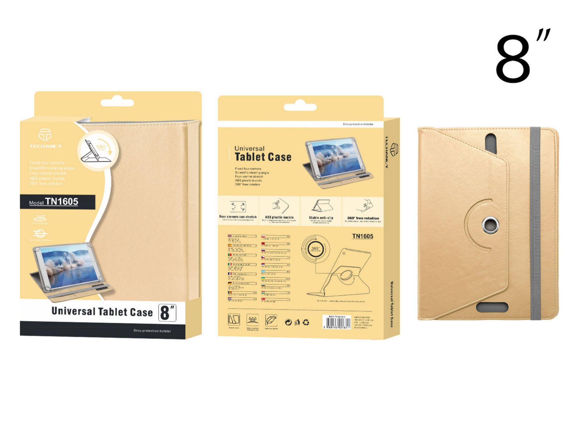 Capa Tablet Universal 8 Polegadas Dourado Capa Tablet Universal 8 Polegadas Dourado