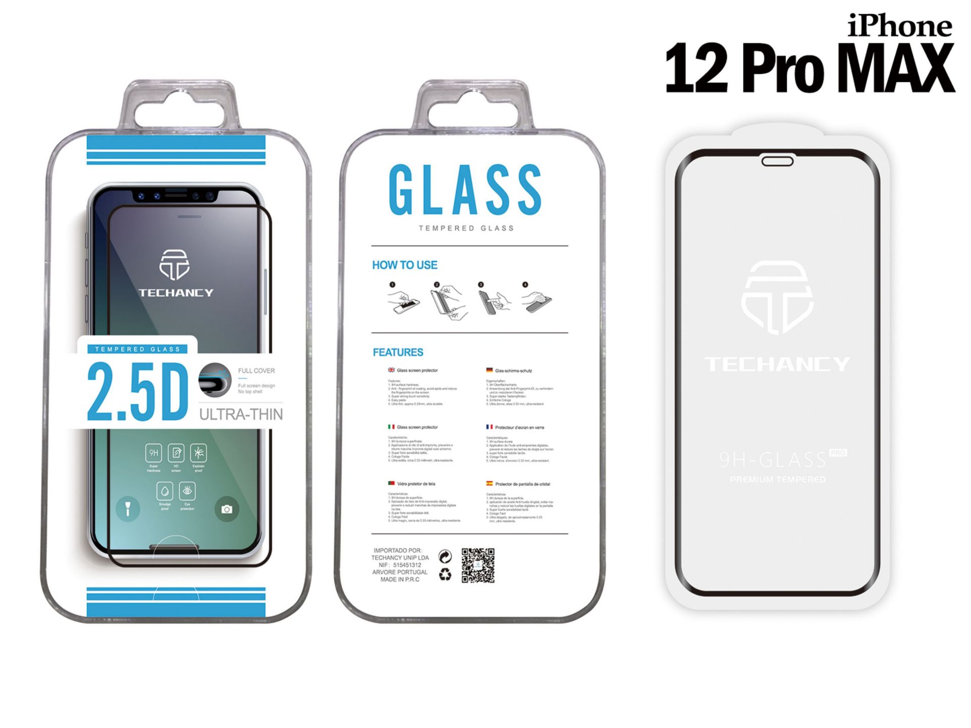Vidrio templado Iphone 12Pro Max 6.72.5D negro completamente cubierto