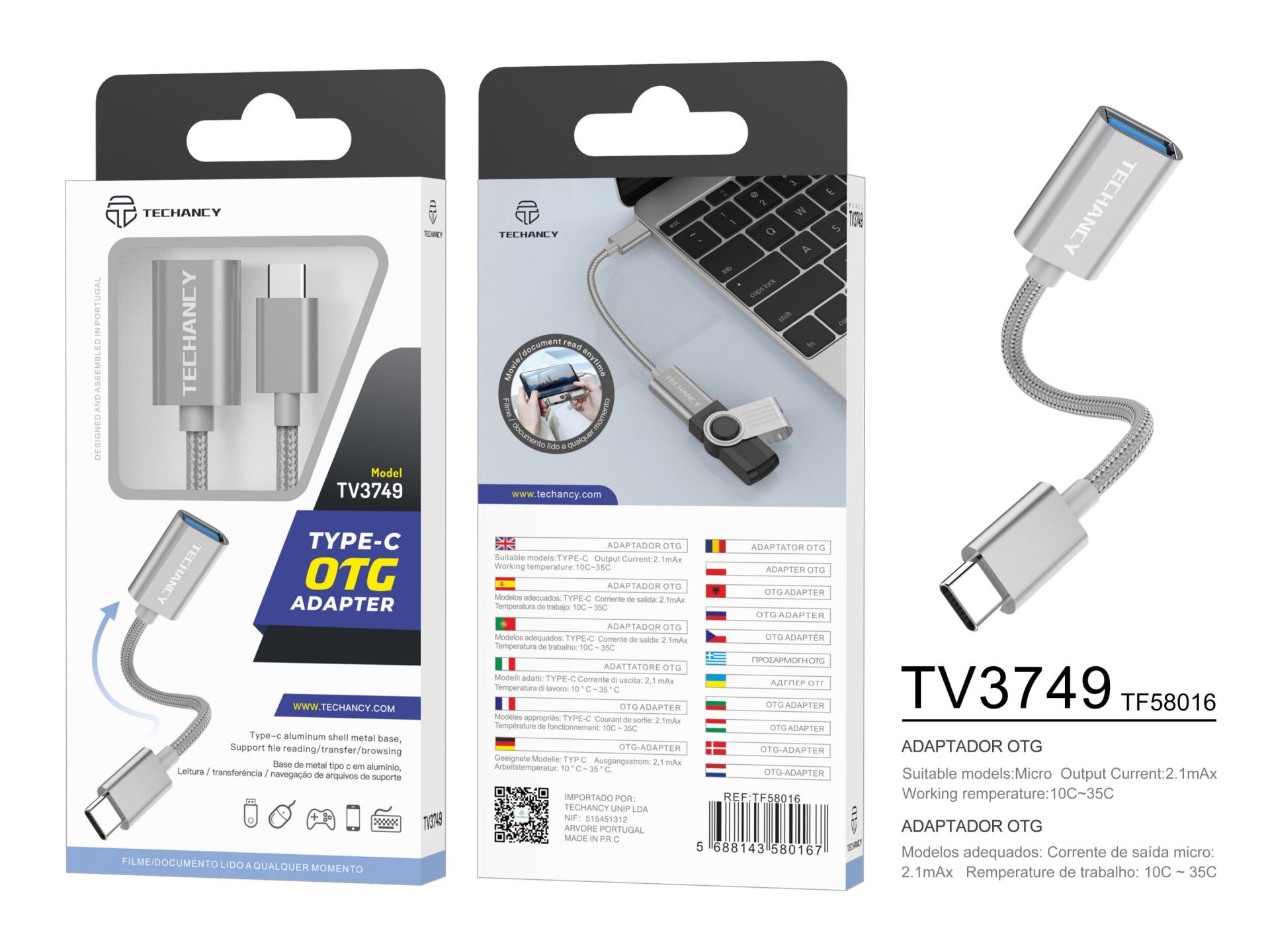 Kabel USB Typ C Otg Grau Kabel USB Typ C Otg Grau