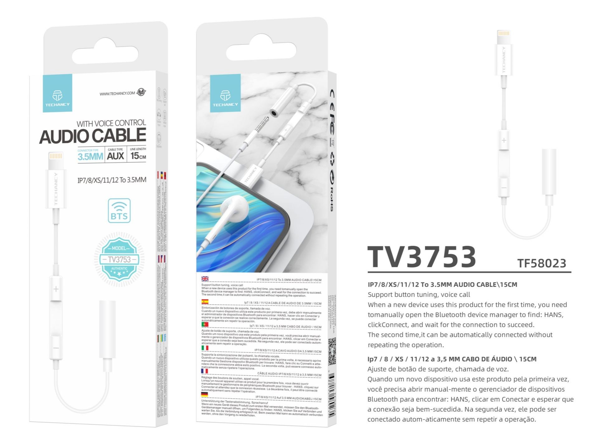 Cavo audio da Lightning a 3,5mm bianco Cavo audio da Lightning a 3,5mm bianco