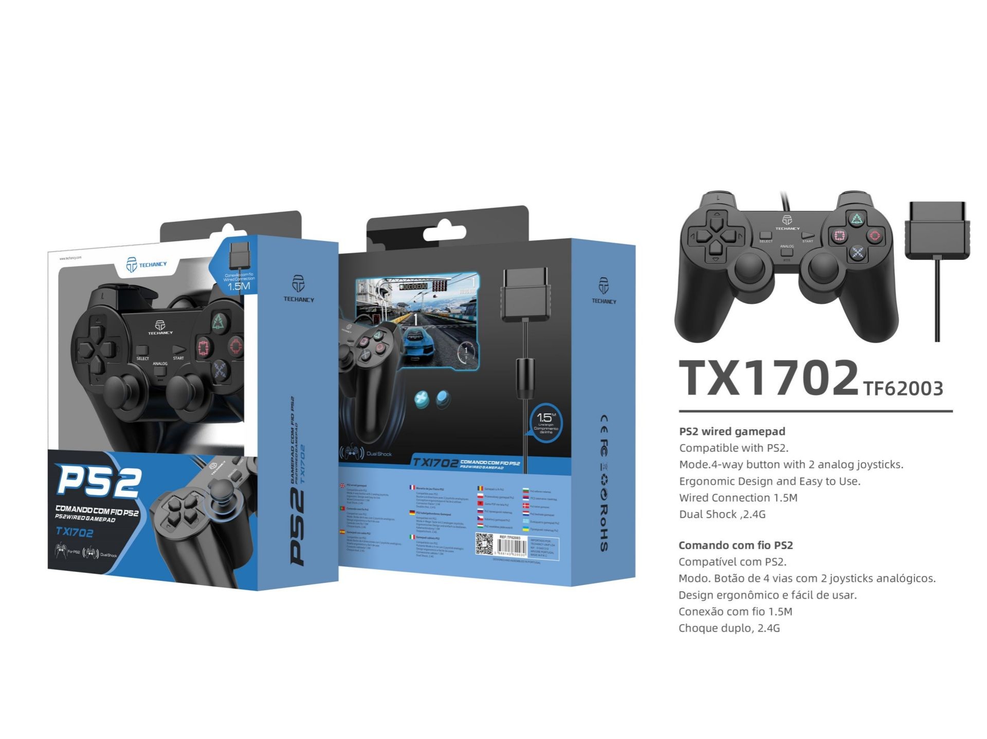 Ps2 Console di Gioco Maniglia Nero Singolo Ps2 Console di Gioco Maniglia Nero Singolo