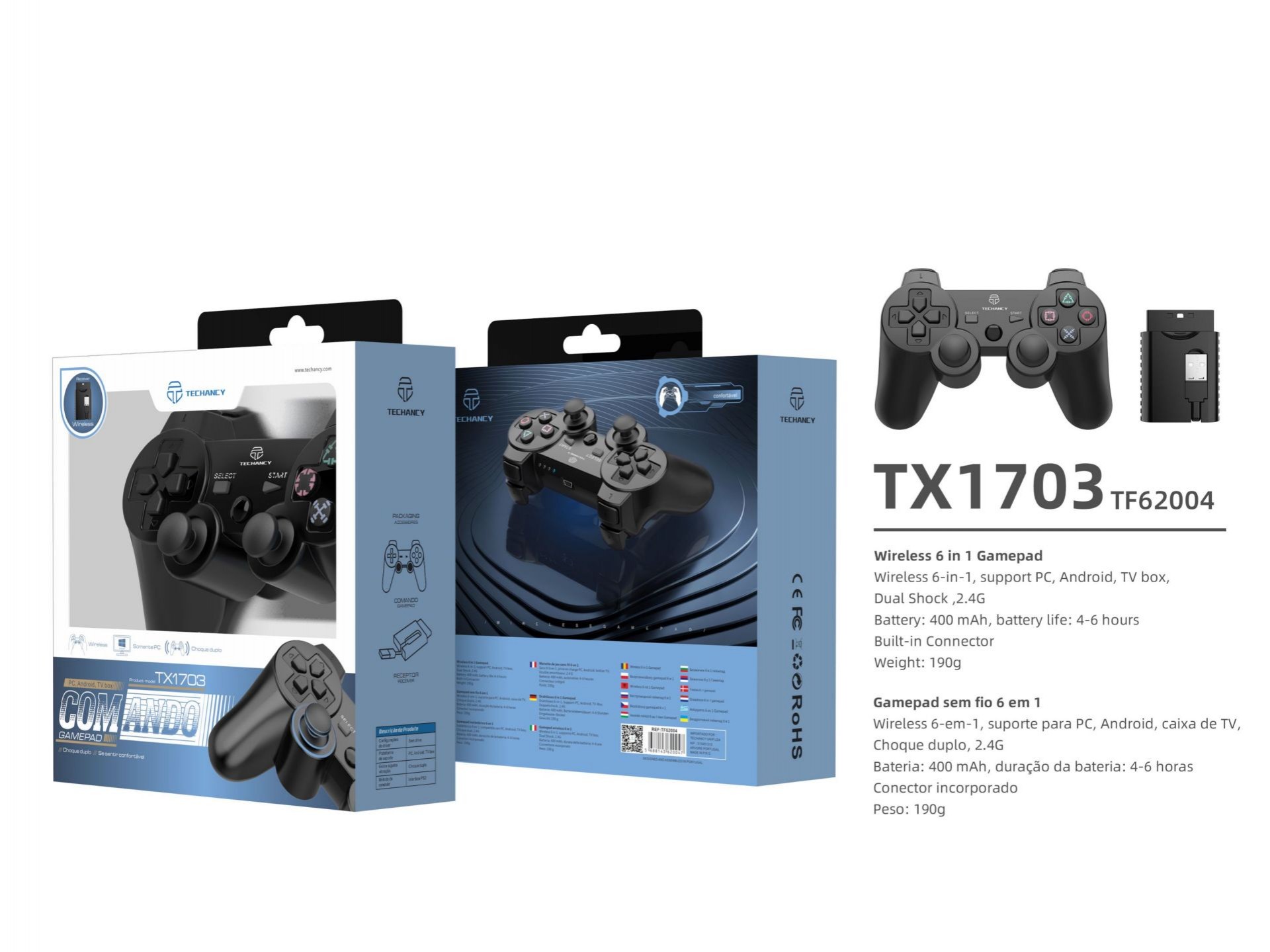6In 1 2.4G Wireless Einzelspieler Gamepad Schwarz 6In 1 2.4G Wireless Einzelspieler Gamepad Schwarz