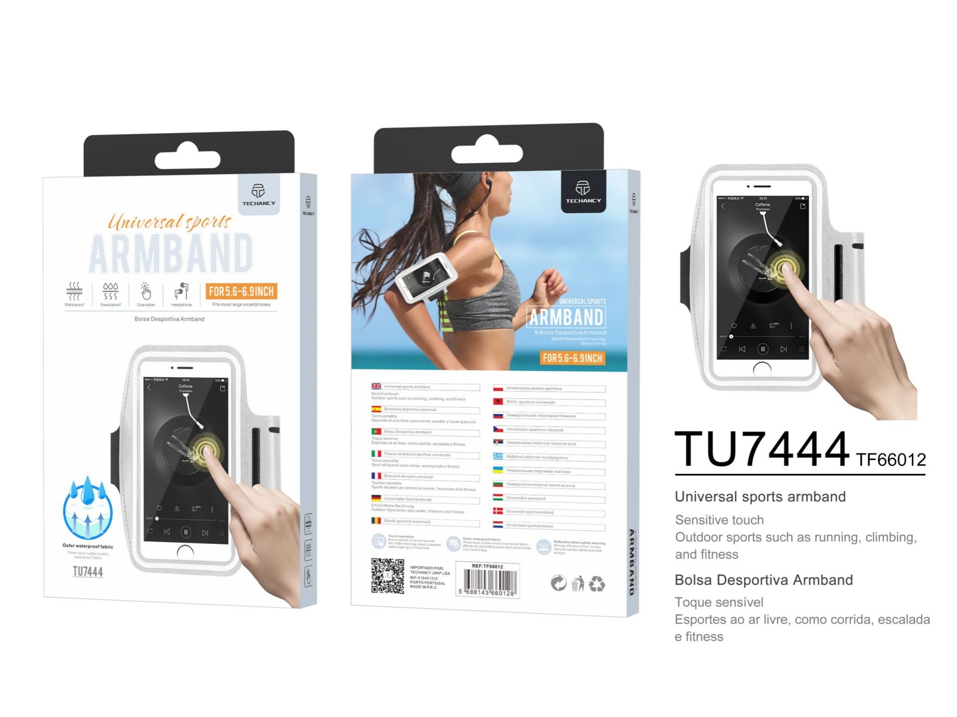 Brassard de smartphone pour courir gris Brassard de smartphone pour courir gris