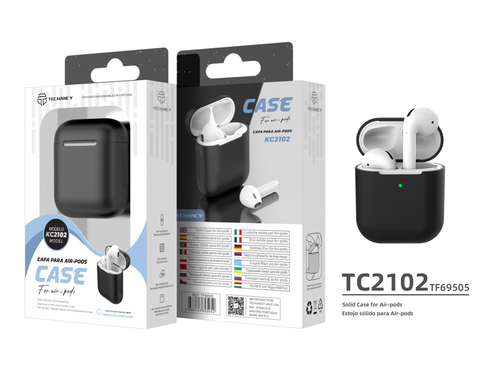 Concha de silicona Airpod 1/2 negro Concha de silicona Airpod 1/2 negro