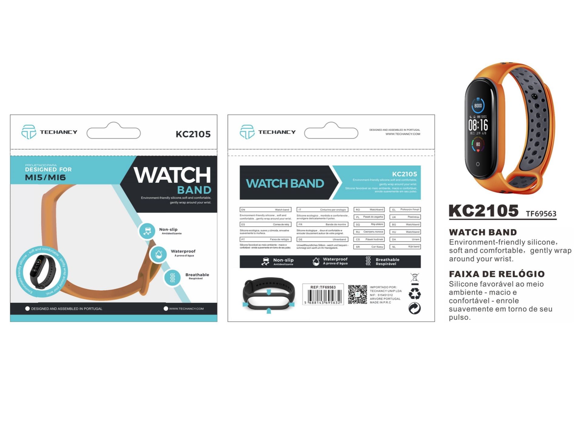 Mi5 / 6 Sport Silikon Armband Orange + Grau Mi5 / 6 Sport Silikon Armband Orange + Grau