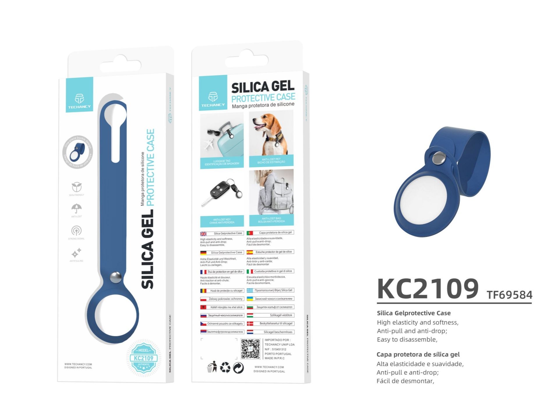 Capa Protetora De Silicone Air Tag Azul Escuro Capa Protetora De Silicone Air Tag Azul Escuro
