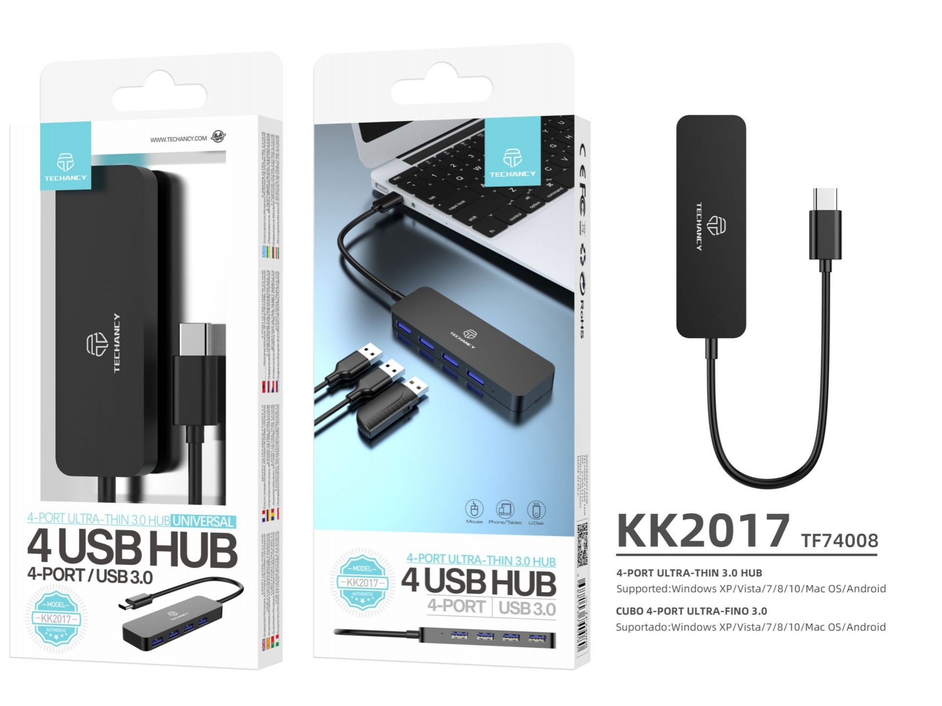 Typ C USB 3.0 Hub 4 Anschlüsse Schwarz Typ C USB 3.0 Hub 4 Anschlüsse Schwarz