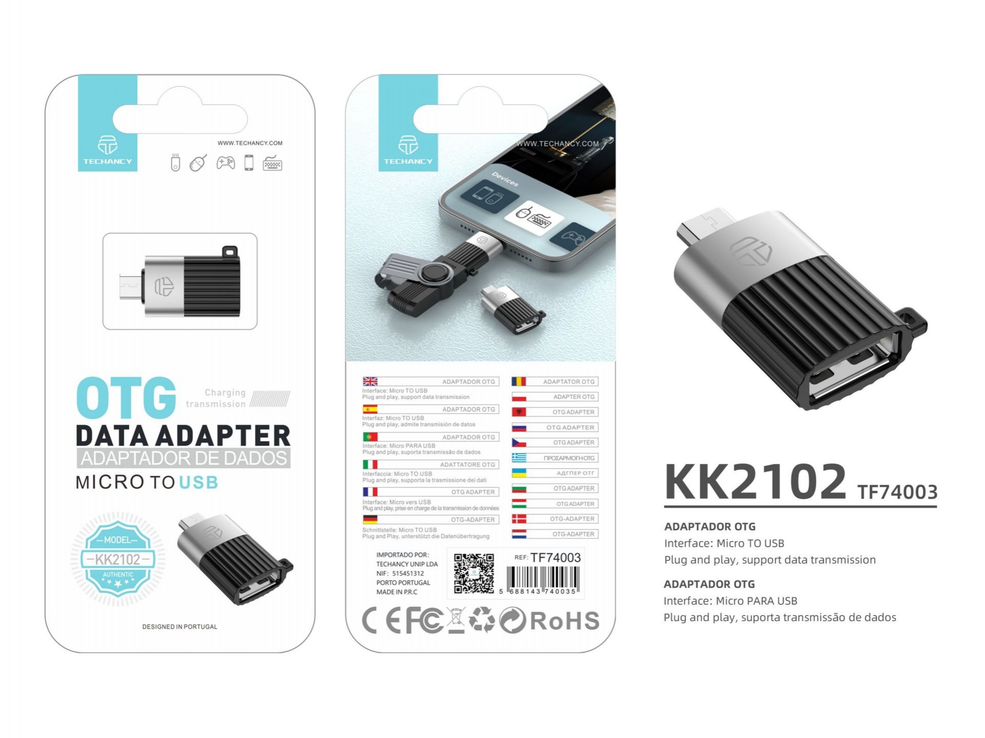Micro Adapter For Usb Otg Black
