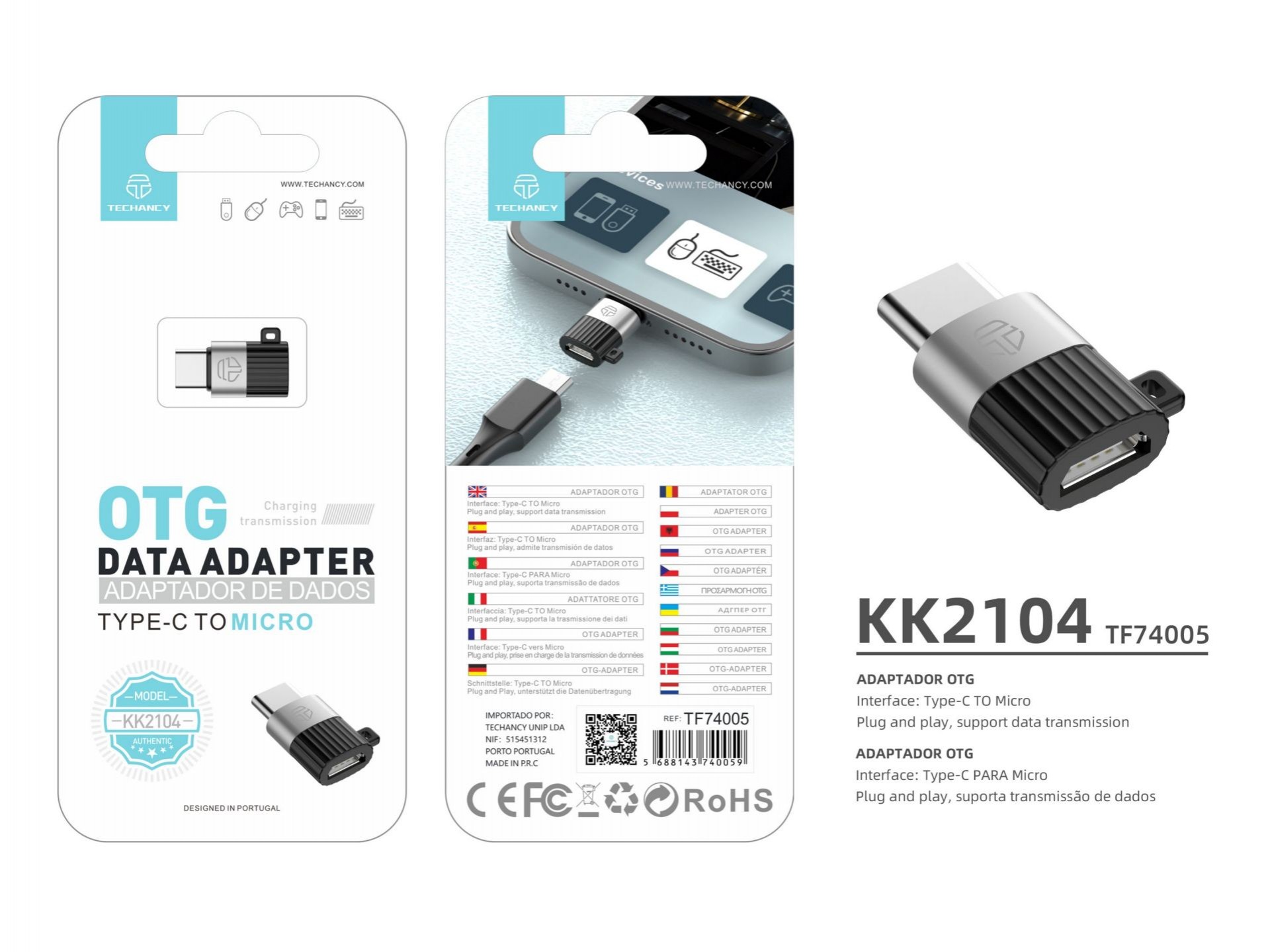 Typ-C-Adapter zu Micro Otg Schwarz Typ-C-Adapter zu Micro Otg Schwarz