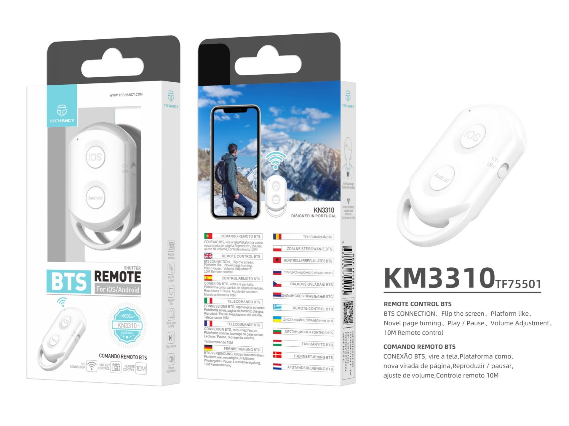 Blanc Selfie Bluetooth Commande Blanc Selfie Bluetooth Commande