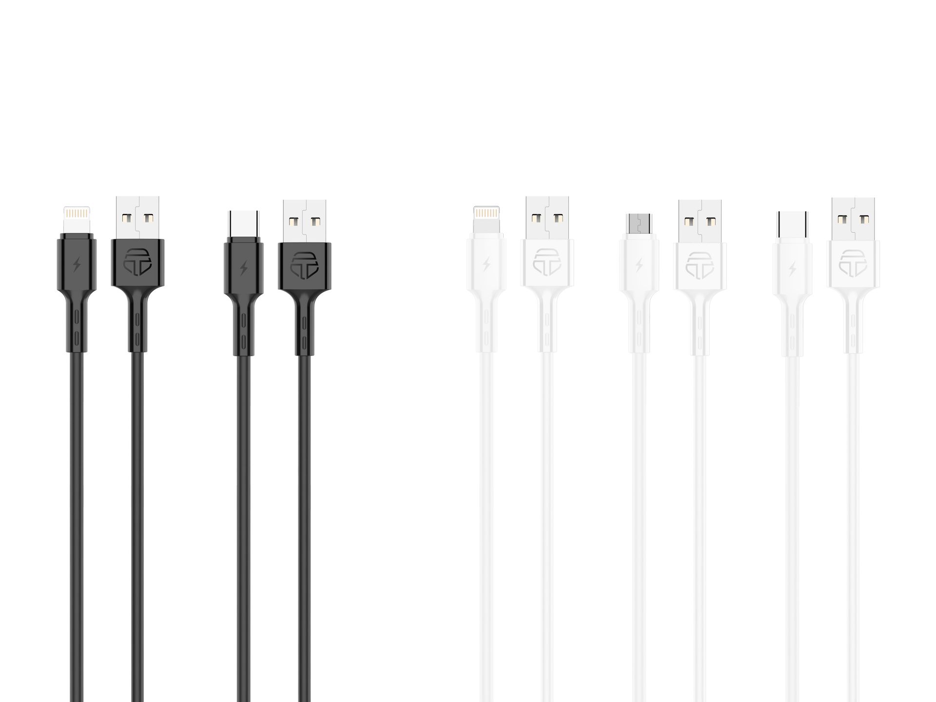 Cable de Datos de PVC 1M 2.4A Negro Blanco (Caja de Presentaci�n) 50Pcs Tf58061-10Pcs Tf58062-10Pcs 