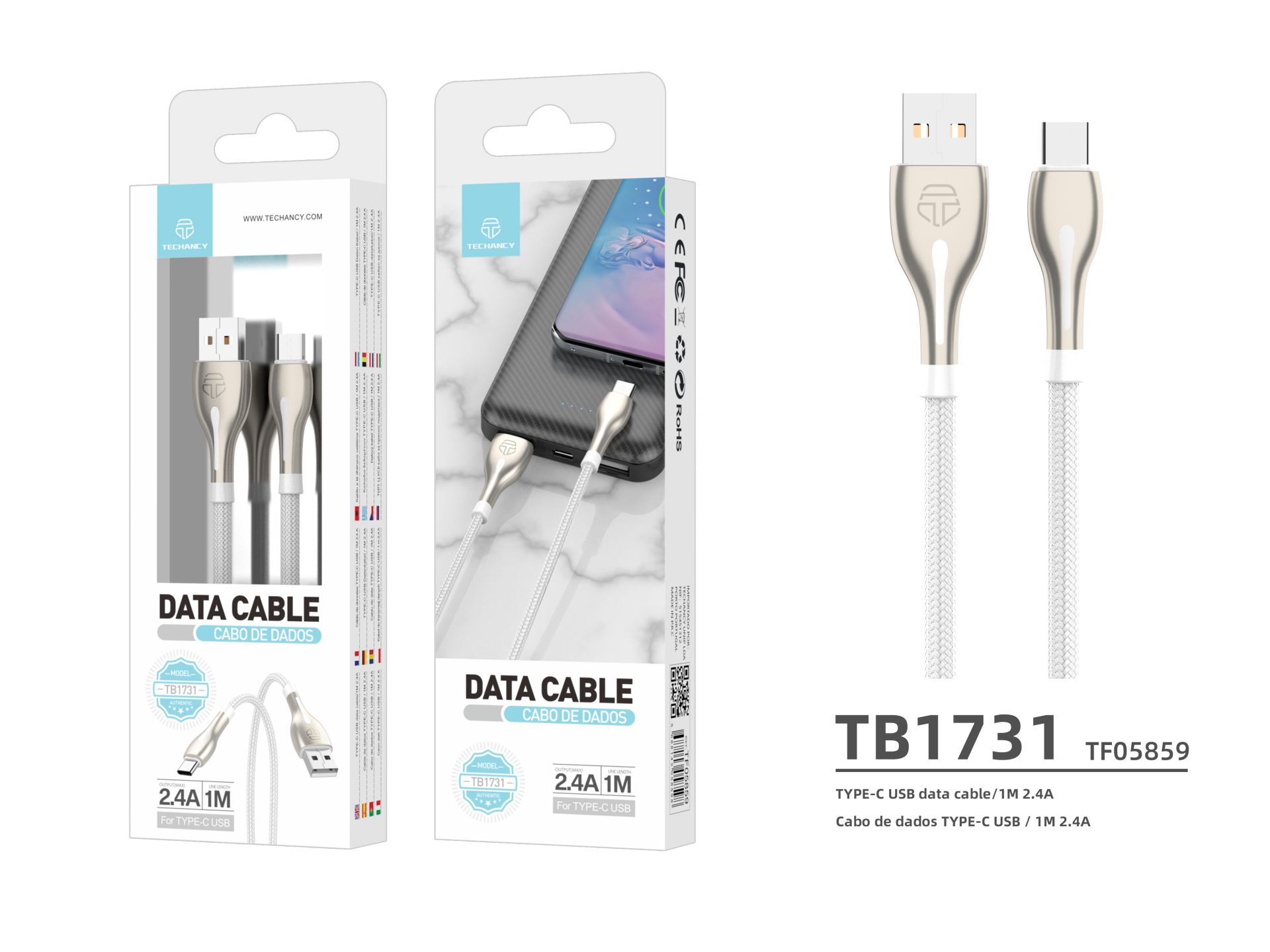 Datenkabel aus Zink Typ-C 1M 2.4A Datenkabel aus Zink Typ-C 1M 2.4A