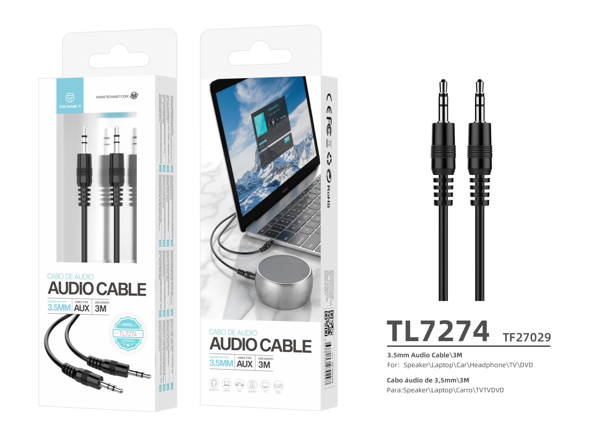 Audio Cable Pvc Od3.0 3M Black Audio Cable Pvc Od3.0 3M Black
