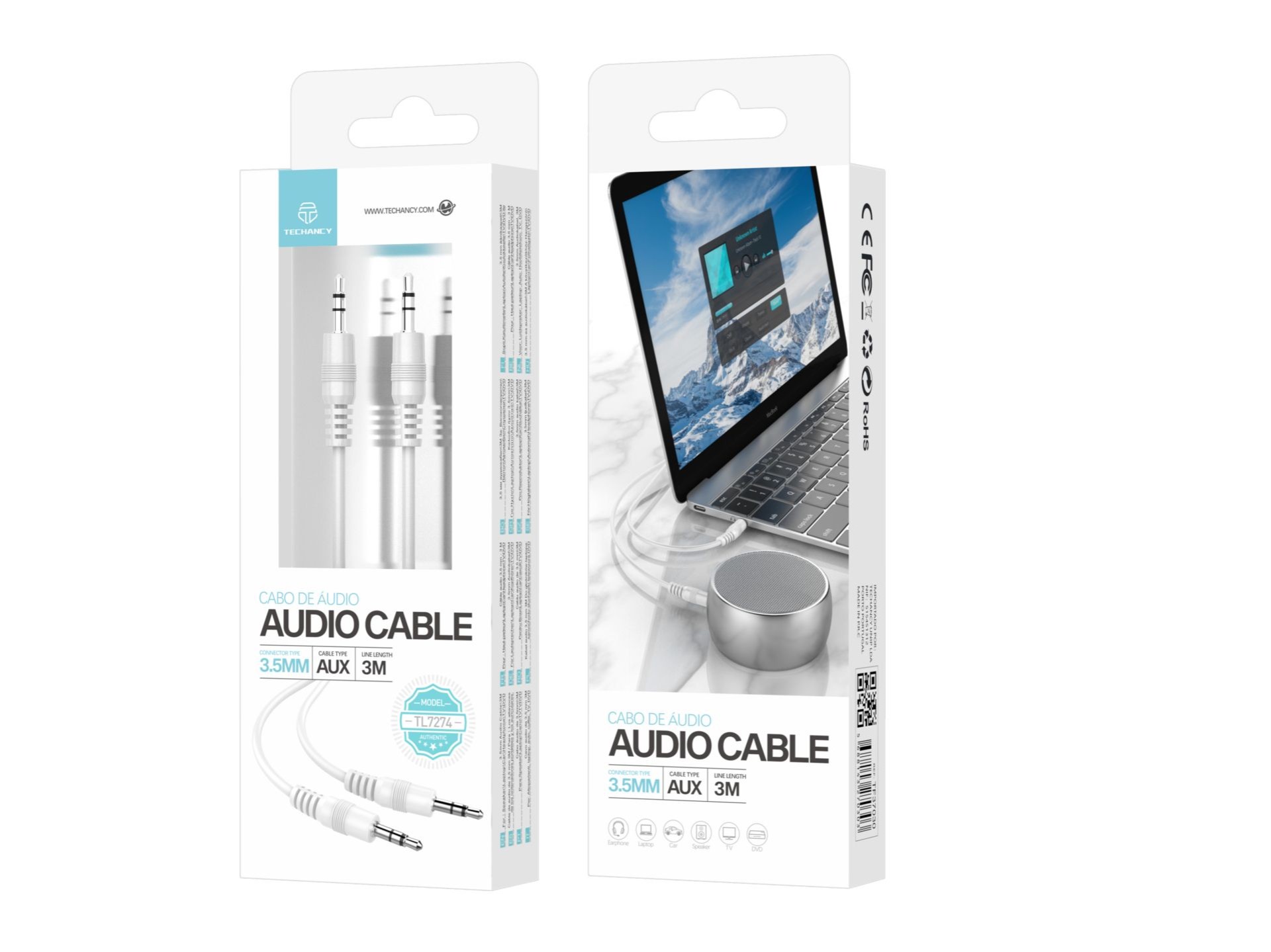 Audio Cable Pvc Od3.0 3M White Audio Cable Pvc Od3.0 3M White