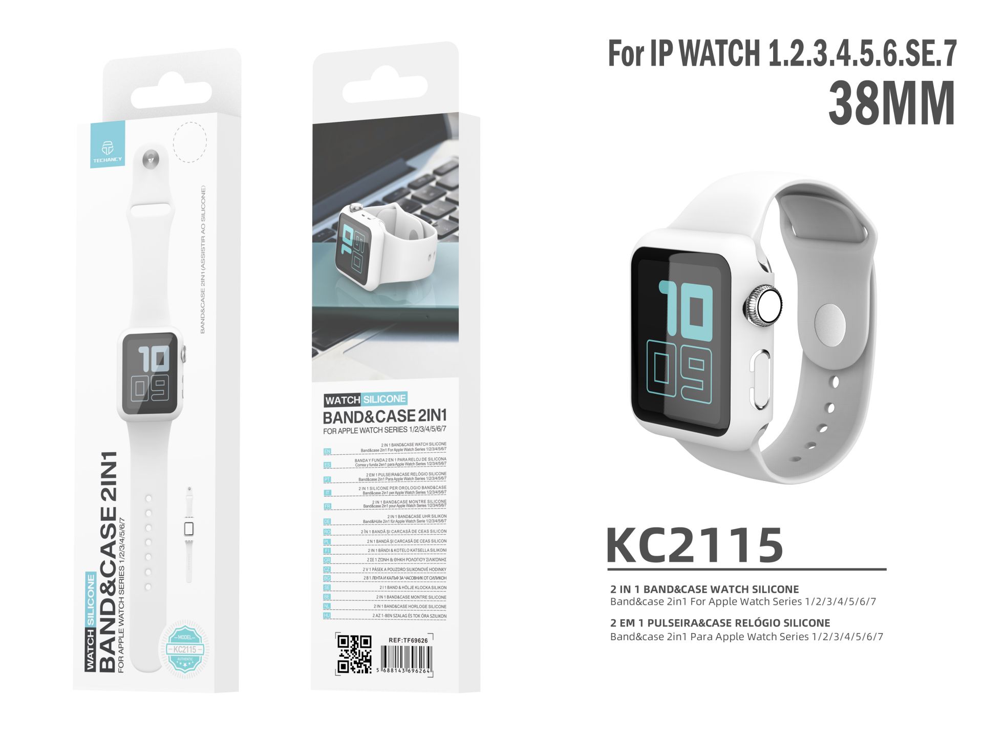 Silicone Bracelet and Case for Iwatch 38Mm White Silicone Bracelet and Case for Iwatch 38Mm White