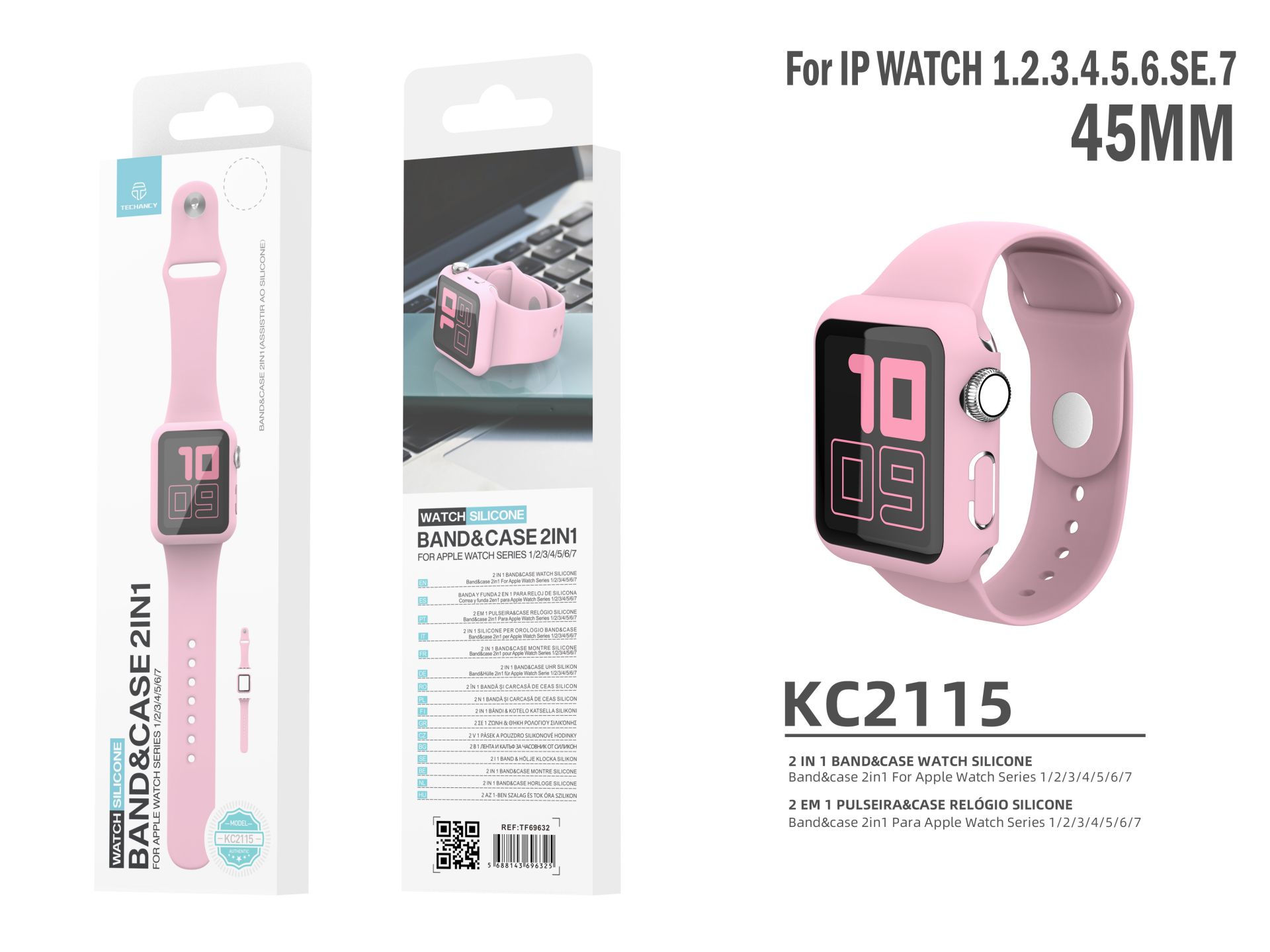 Silicone Bracelet And Case For Iwatch 45Mm Pink Silicone Bracelet And Case For Iwatch 45Mm Pink